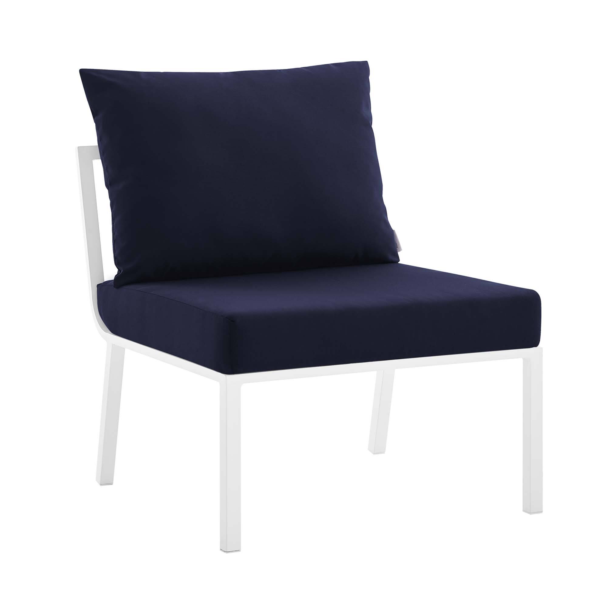 Angle. Modway - Riverside Outdoor Patio Aluminum Armless Chair by Modway - White Navy.