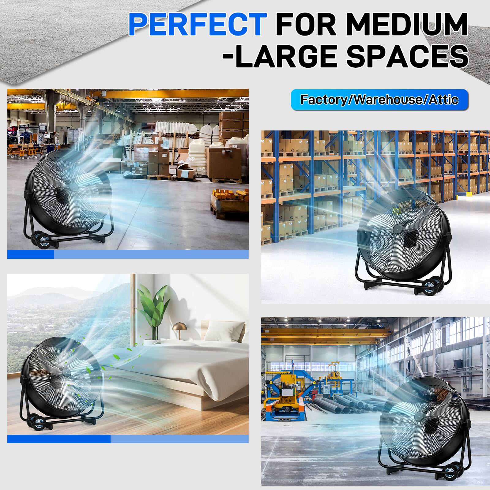 PERFECT FOR MEDIUM - LARGE SPACES  
Factory/Warehouse/Attic