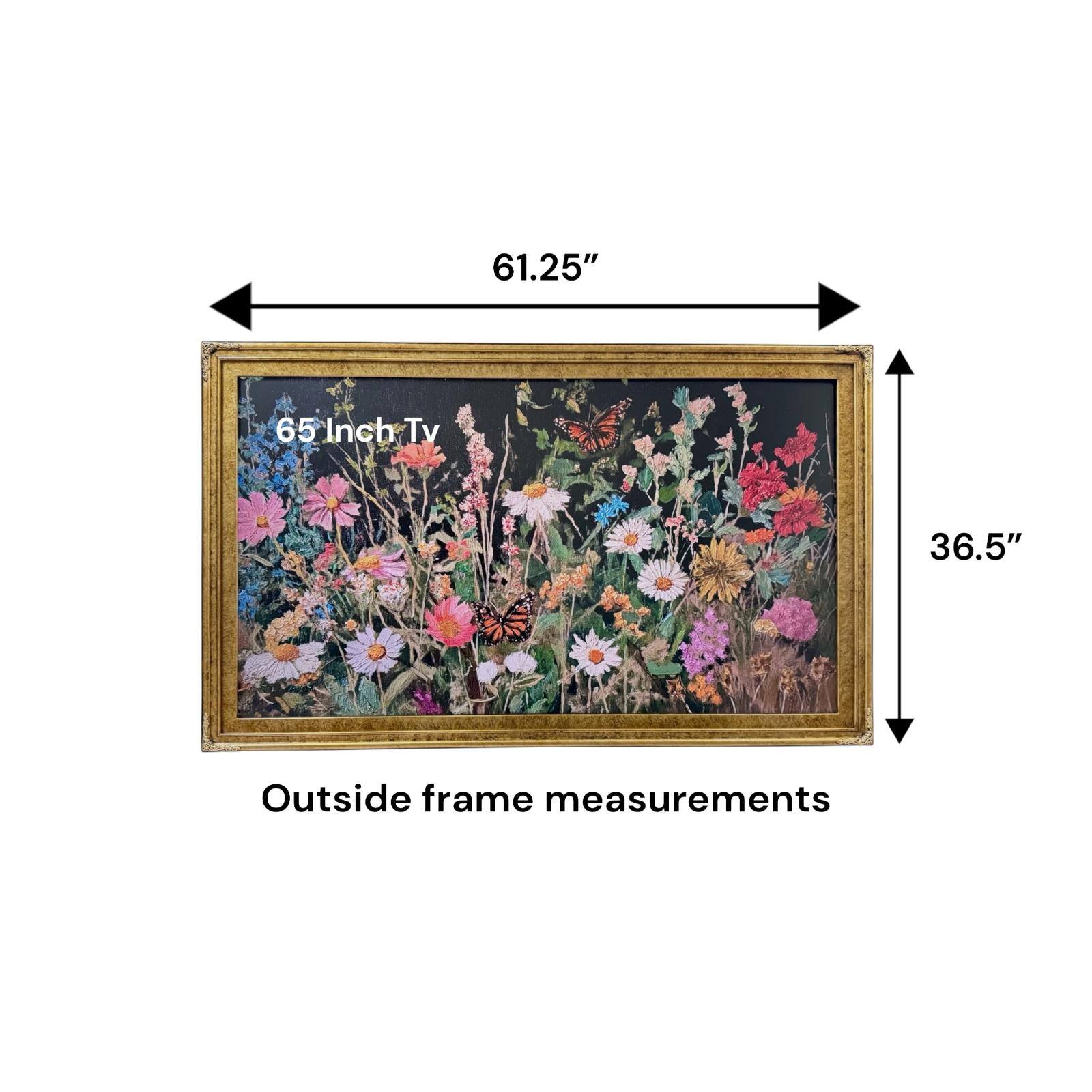 61.25" 65 Inch Tv 36.5" Outside frame measurements