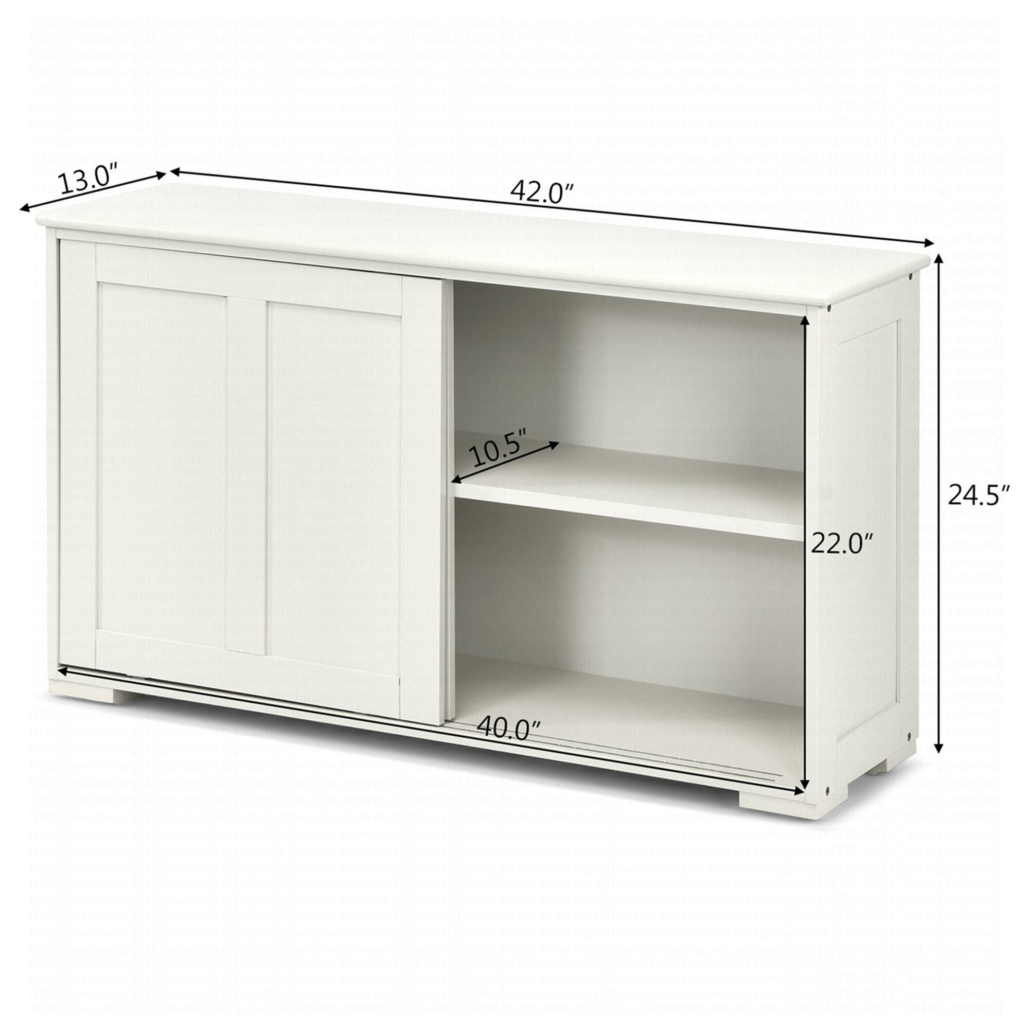 Width: 42.0"
Height: 24.5"
Depth: 22.0"
Shelf height: 10.5"
Shelf width: 40.0"
Overall height: 13.0"