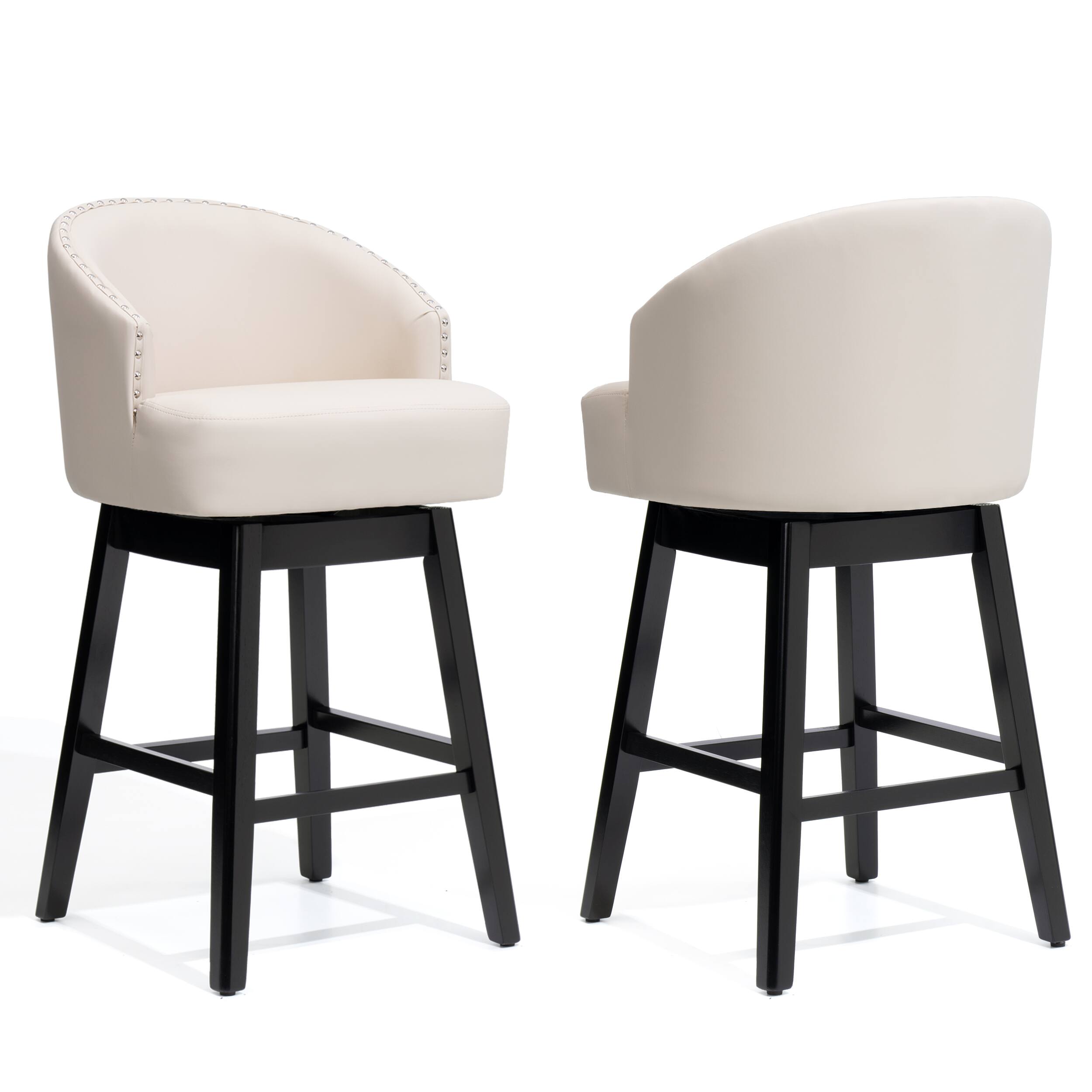 Alt View 4. Crestlive Products - Crestlive Products 2PC 30" Swivel Faux leather Upholstered Bar Stools with Solid Wood Legs Home Decor - beige.