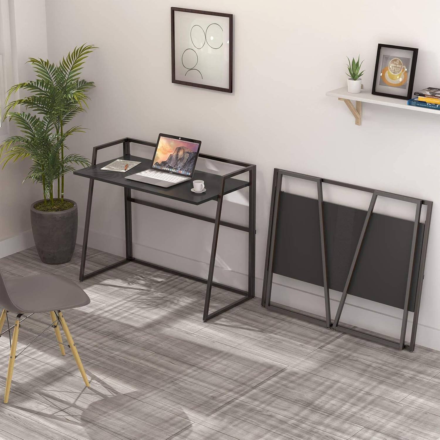 Back. Eureka Ergonomic - 41" Folding Computer Desk - No Assembly Space Saving Dorm Writing Table - Black.