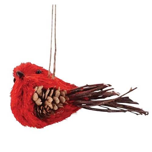 BreeBe - Sisal Bird Ornament - Red