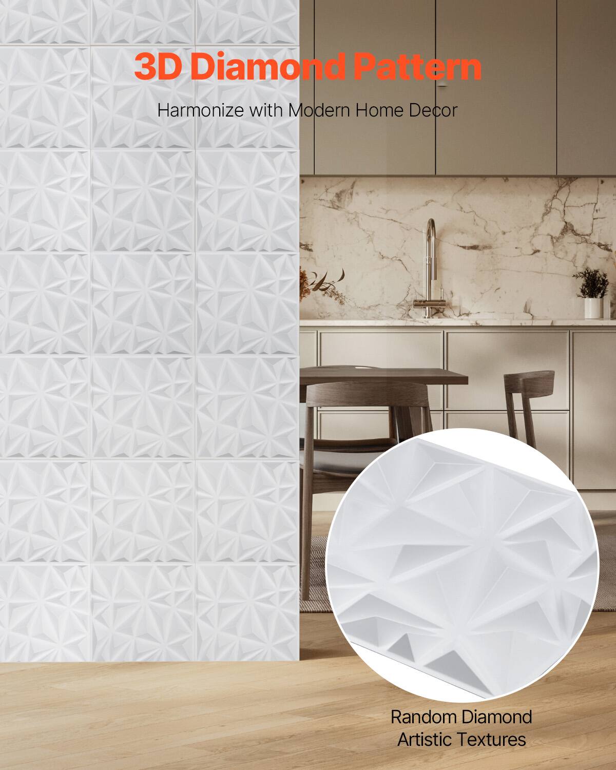 3D Diamond Pattern  
Harmonize with Modern Home Decor  

Random Diamond Artistic Textures