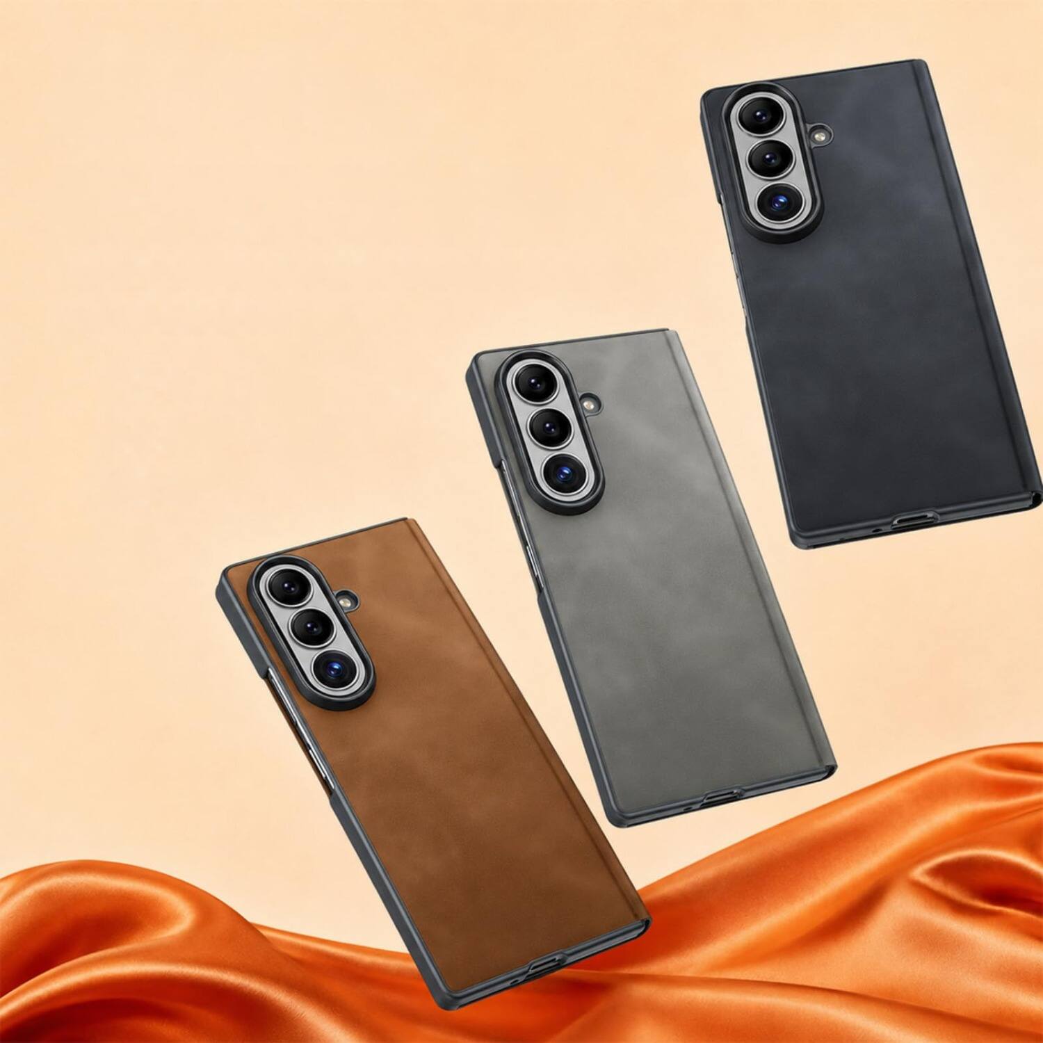 Left. Dteck - Full Body Case for Samsung Galaxy Z Fold8 Ultra Business Faux Leather Shockproof Hinge Protection Folio Cover - Black.