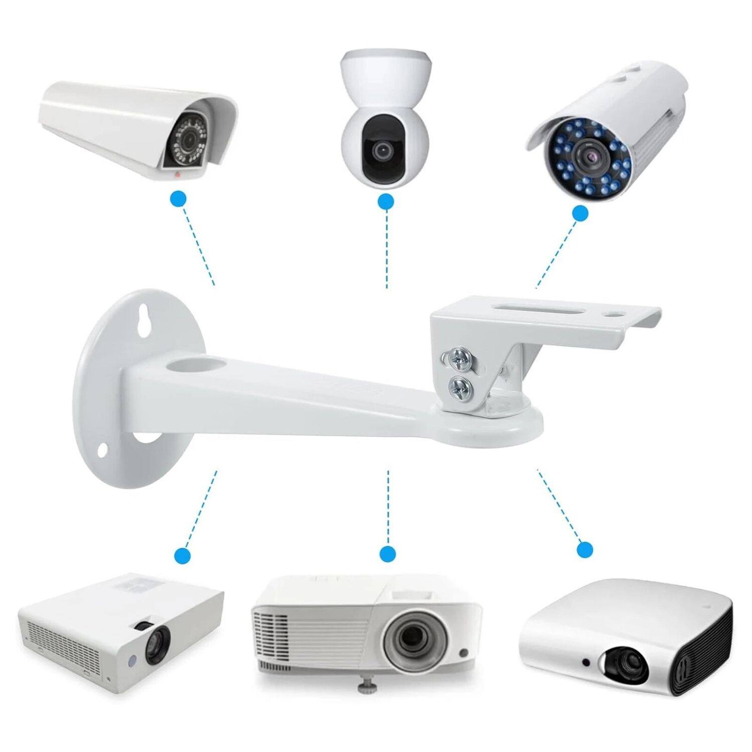 Angle. Stock Preferred - 2pcs 360° Rotatable Mini Projector & CCTV Camera Wall Mount Brackets - White.