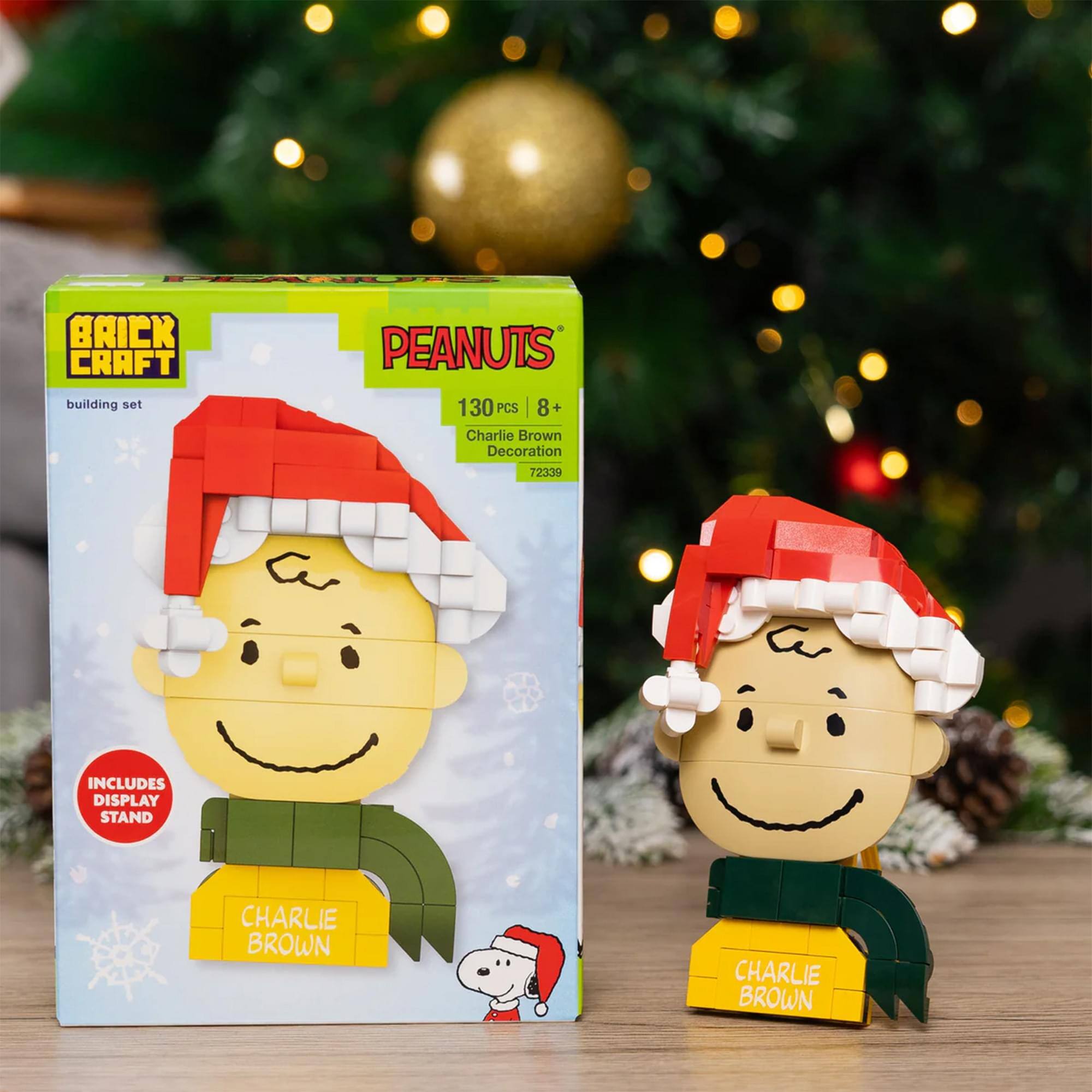 BRICK CRAFT building set - PEANUTS 130 PCS | 8+ Charlie Brown Decoration 72309 INCLUDES DISPLAY STAND