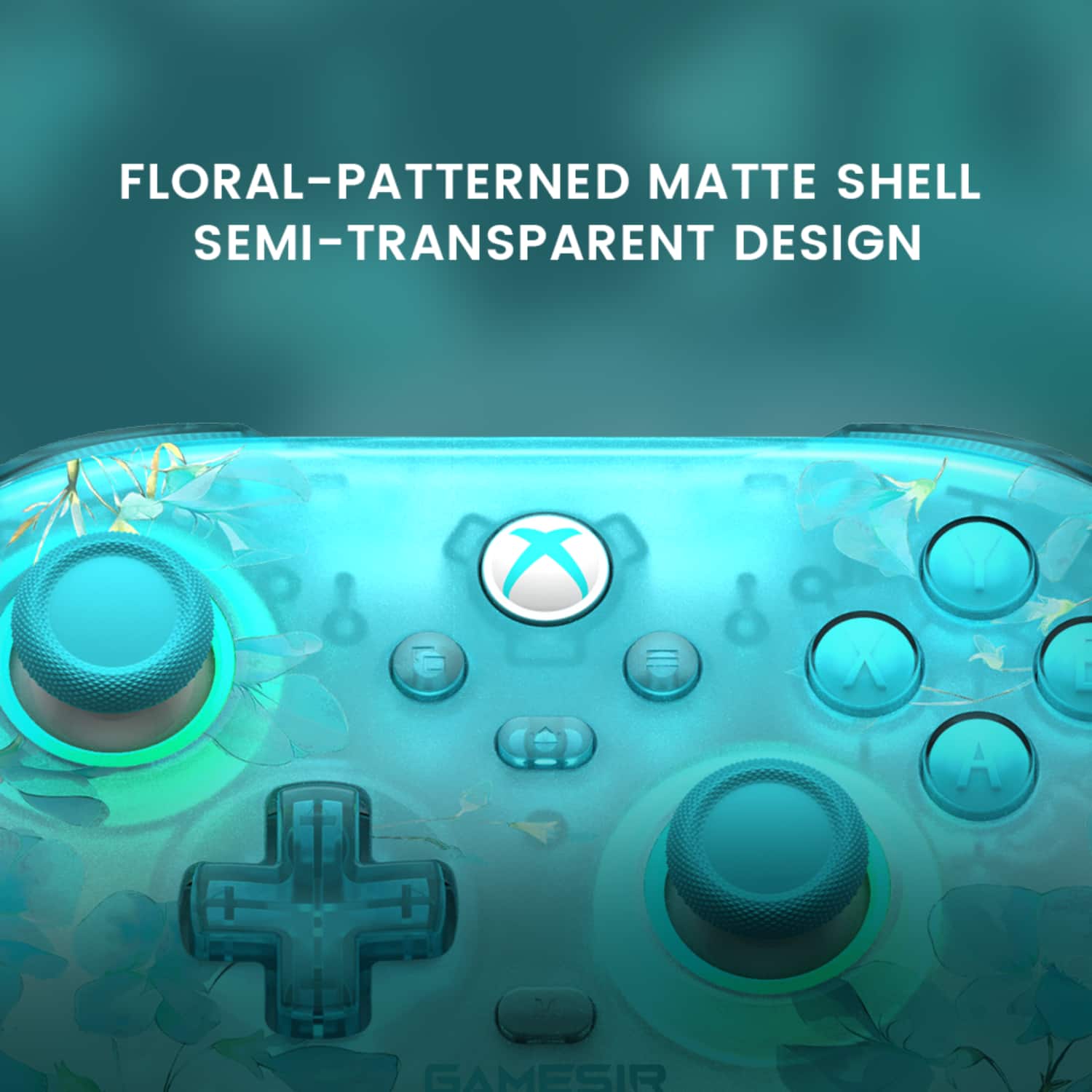 Floral-patterned matte shell semi-transparent design.