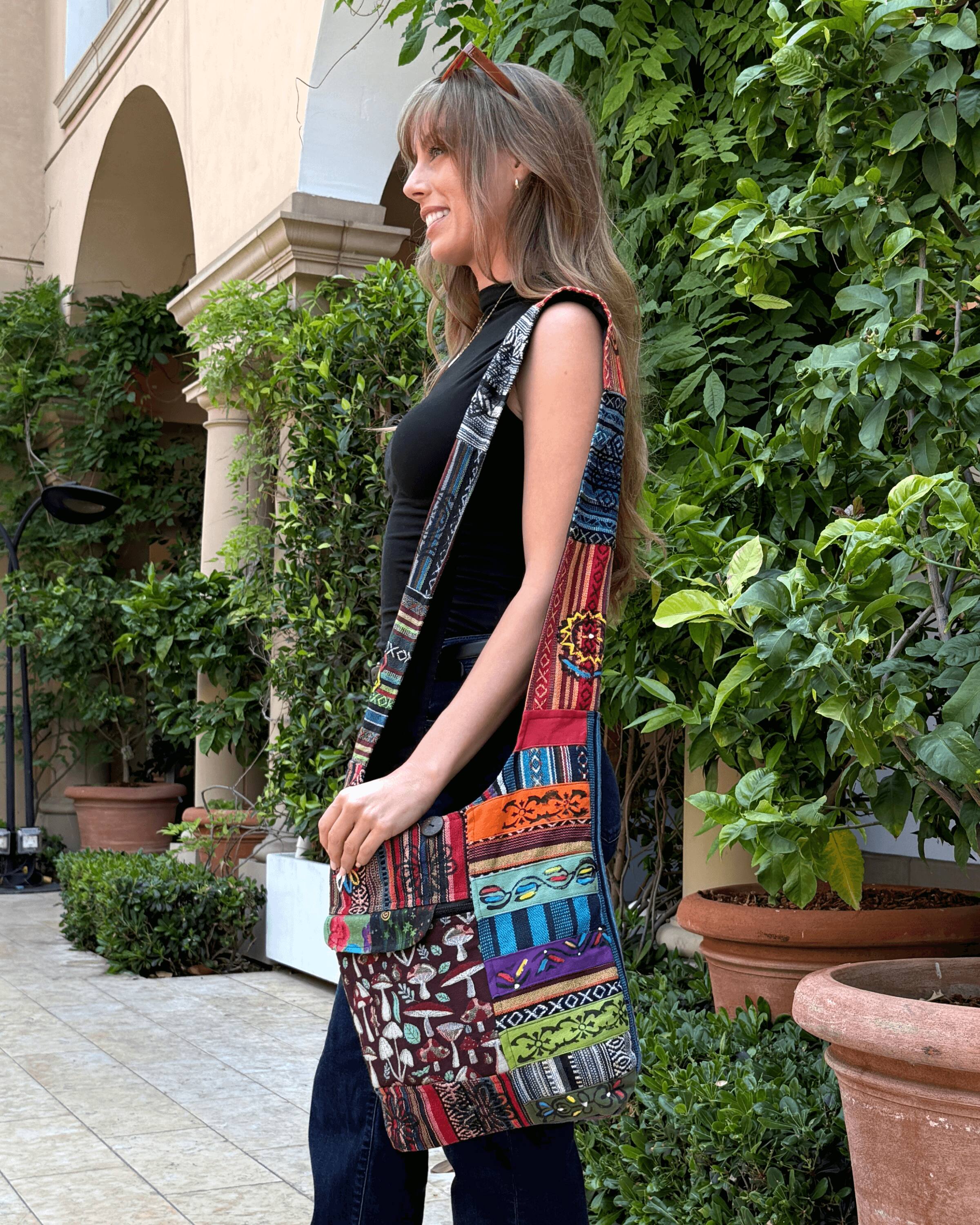 Alt View 5. Kathmandu Collection - Tribal Stripe Patchwork Hobo Bag - Tribal Multicolor.
