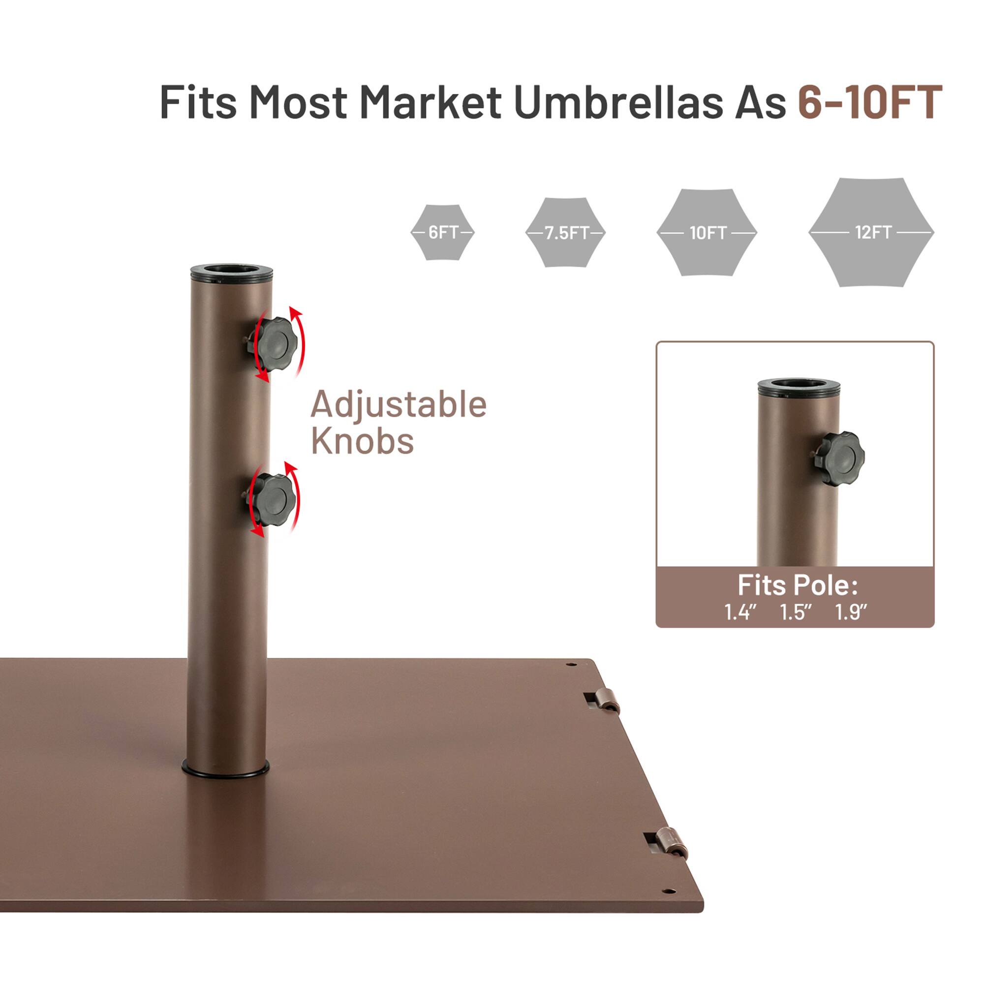 Fits Most Market Umbrellas As 6-10FT

Adjustable Knobs

Fits Pole: 1.4" 1.5" 1.9"