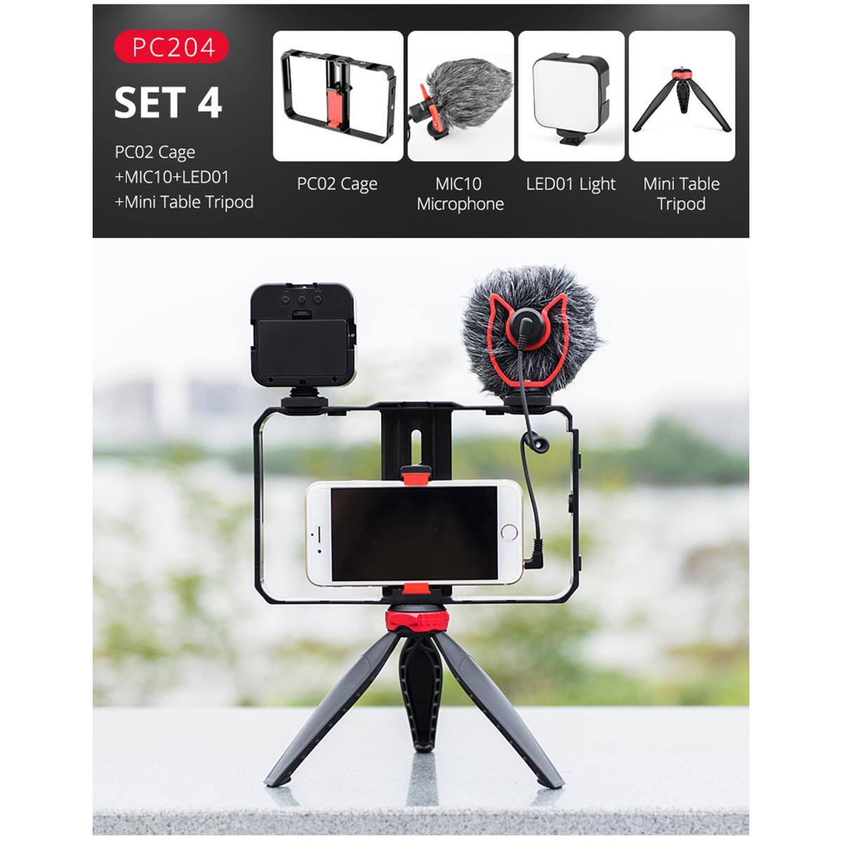 PC204 SET 4  
PC02 Cage + MIC10 + LED01 + Mini Table Tripod  
PC02 Cage  
MIC10 Microphone  
LED01 Light  
Mini Table Tripod