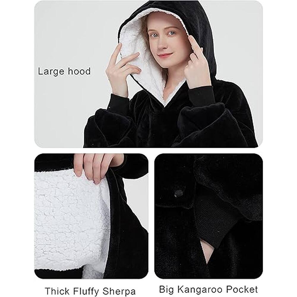 Large hood  
Thick Fluffy Sherpa  
Big Kangaroo Pocket