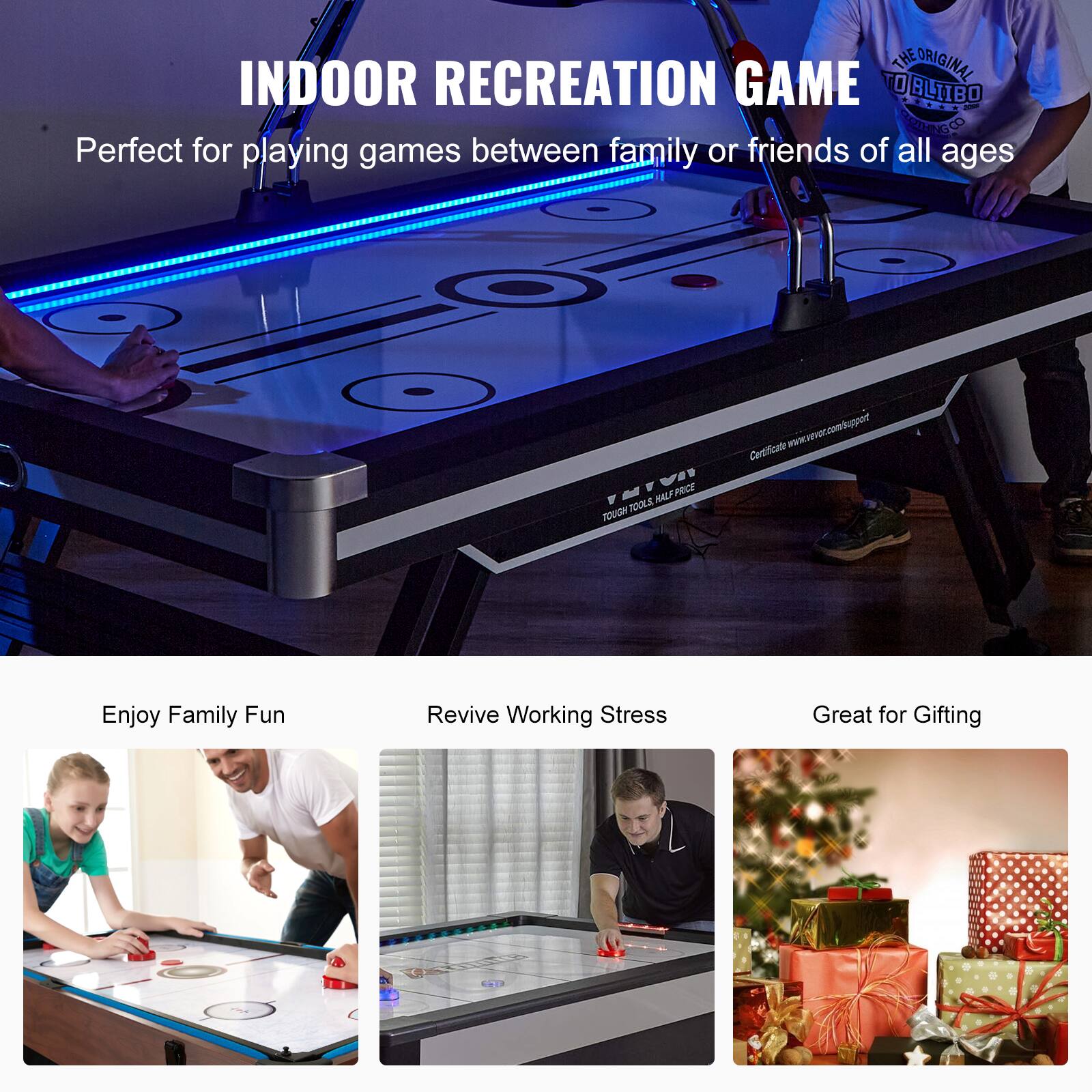 THE ORIGINAL INDOOR RECREATION GAME TO BLIIBO CUTM 1G0 Perfect for playing games between family or friends of all ages Certificate www.revor.zamuppert KALP PRCE TOOLS FOUG Enjoy Family Fun Revive Working Stress Great for Gifting