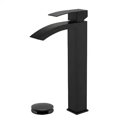 Front. Boyel Living - Black Faucet SUS304 Waterfall Spout cUPC Cartridge 60cm Supply Line Pop Up Drain - Matte Black.