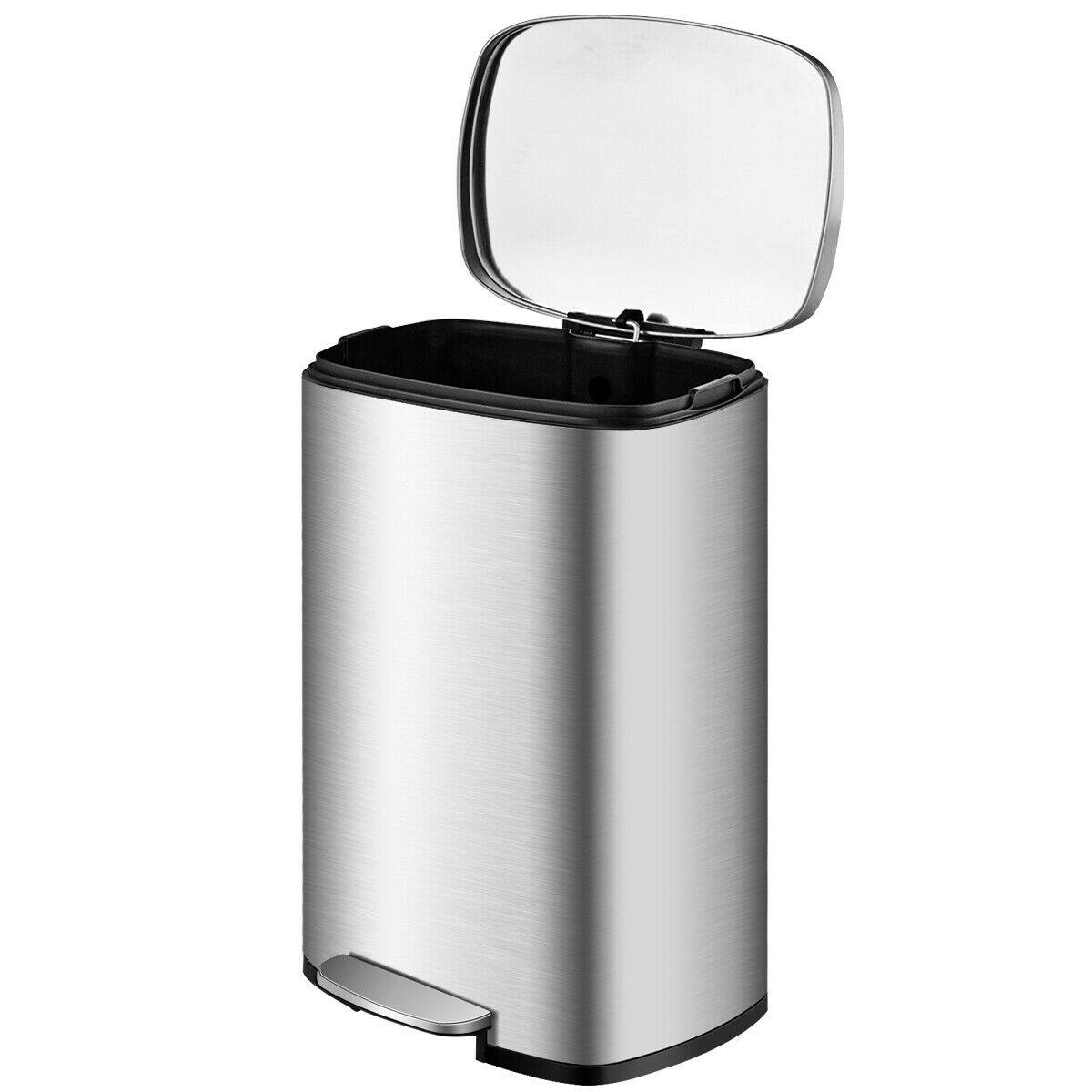 Alt View 9. Gymax - Gymax 13.2 Gallon Trash Garbage Can Stainless Steel Airtight Soft Close Bin W/ Bucket - Silver.