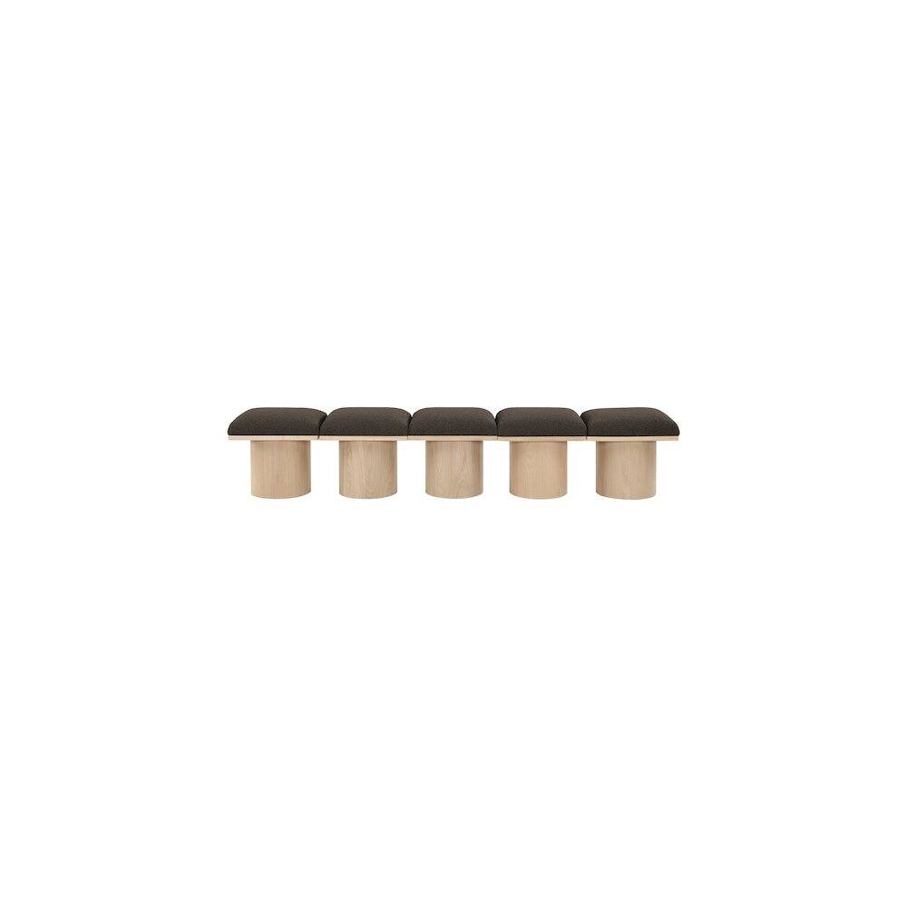Alt View 1. Meridian Furniture - Pavilion Brown Boucle Fabric Bench - Brown.