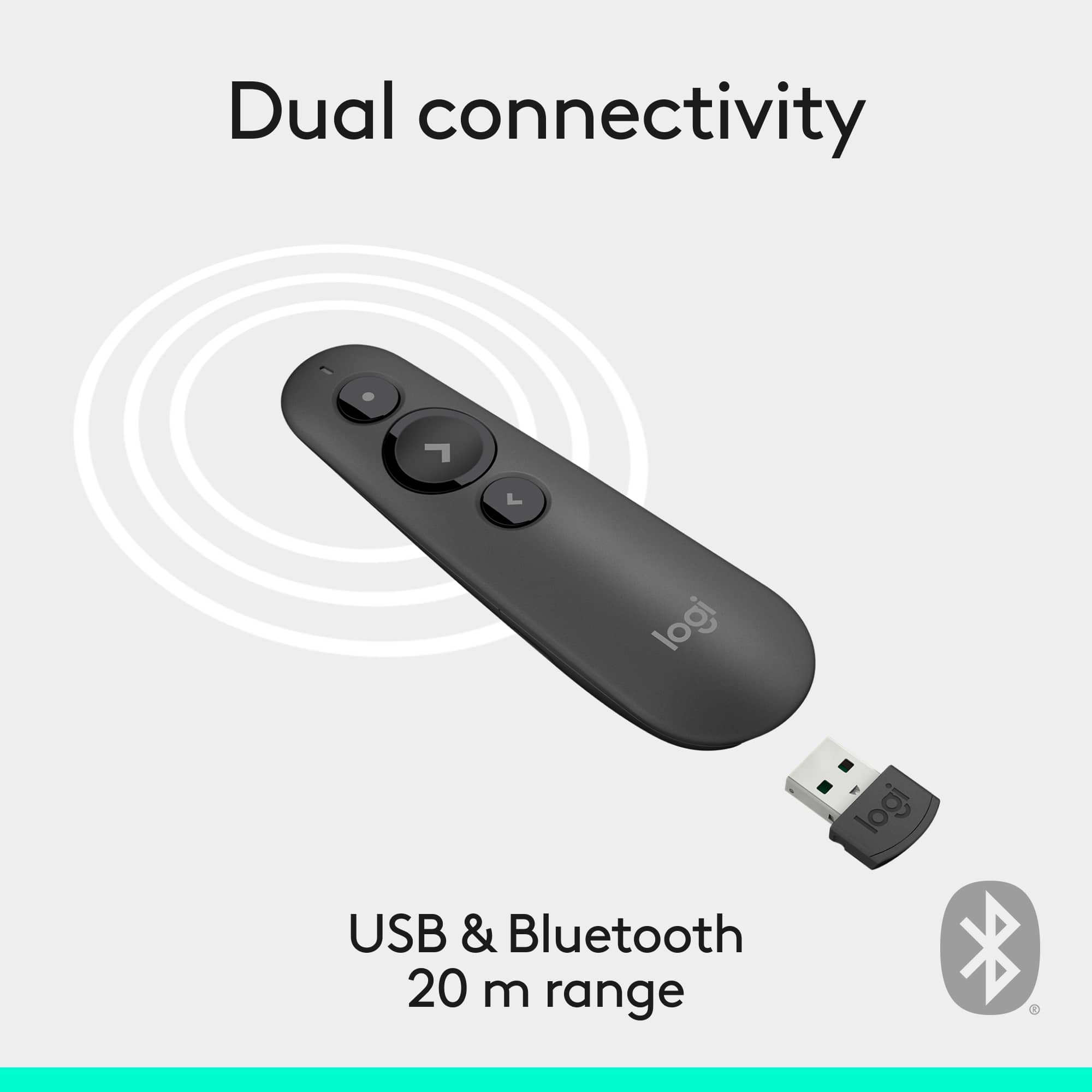 Dual connectivity USB & Bluetooth 20 m range logi logi