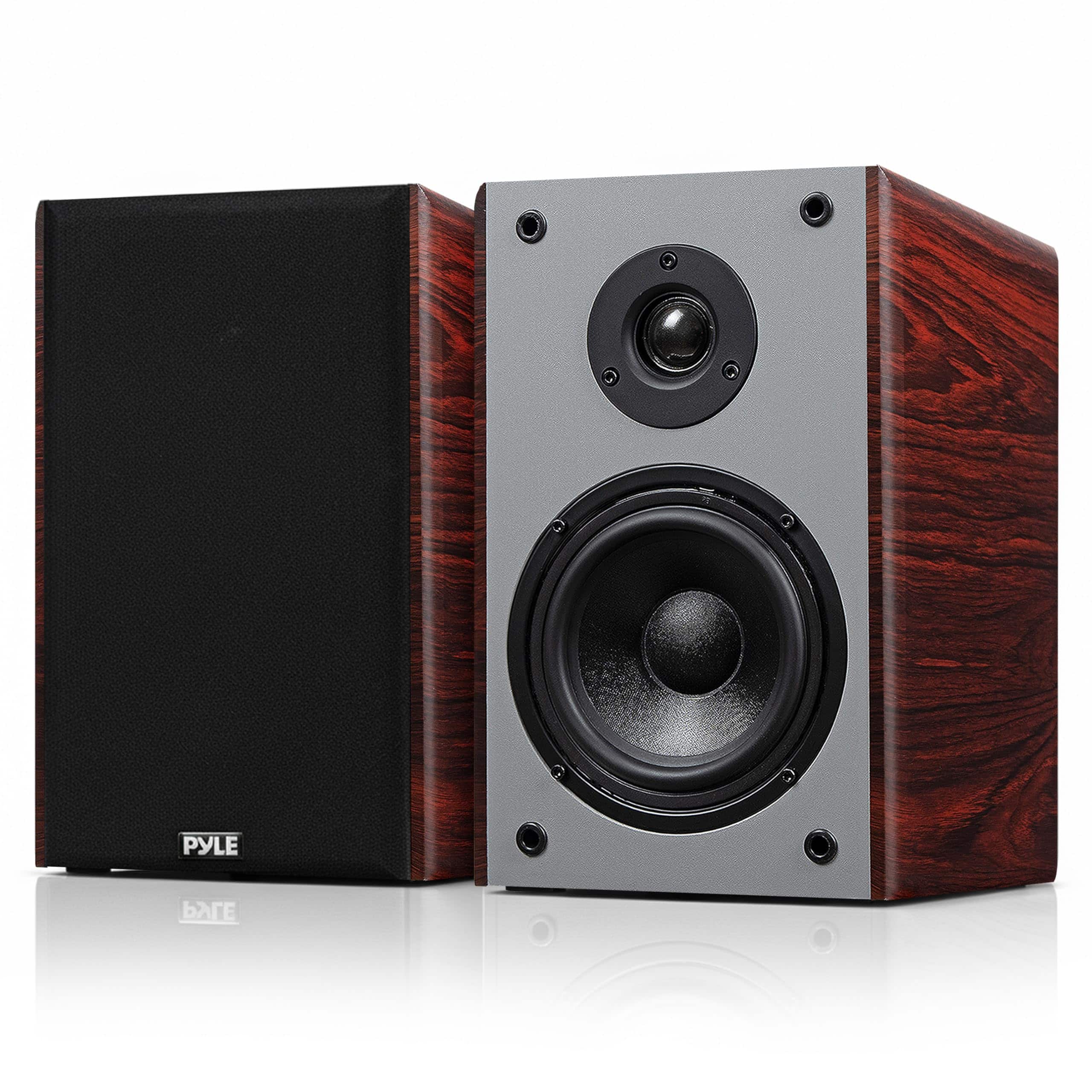Pyle - PHQBS62CH 6.5" Home Audio Speakers, 2-Way Passive Bookshelf, 240W Max Power, Wood Grain Finish - Cherry