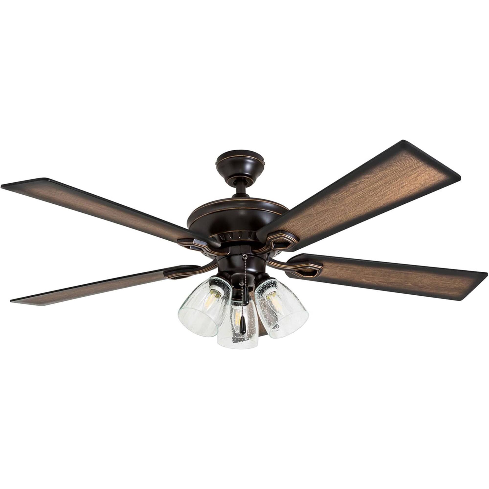 Front. Prominence Home - Prominence Home Glenmont, 52 Inch Farmhouse LED Ceiling Fan with Light, Bronze - Bronze.