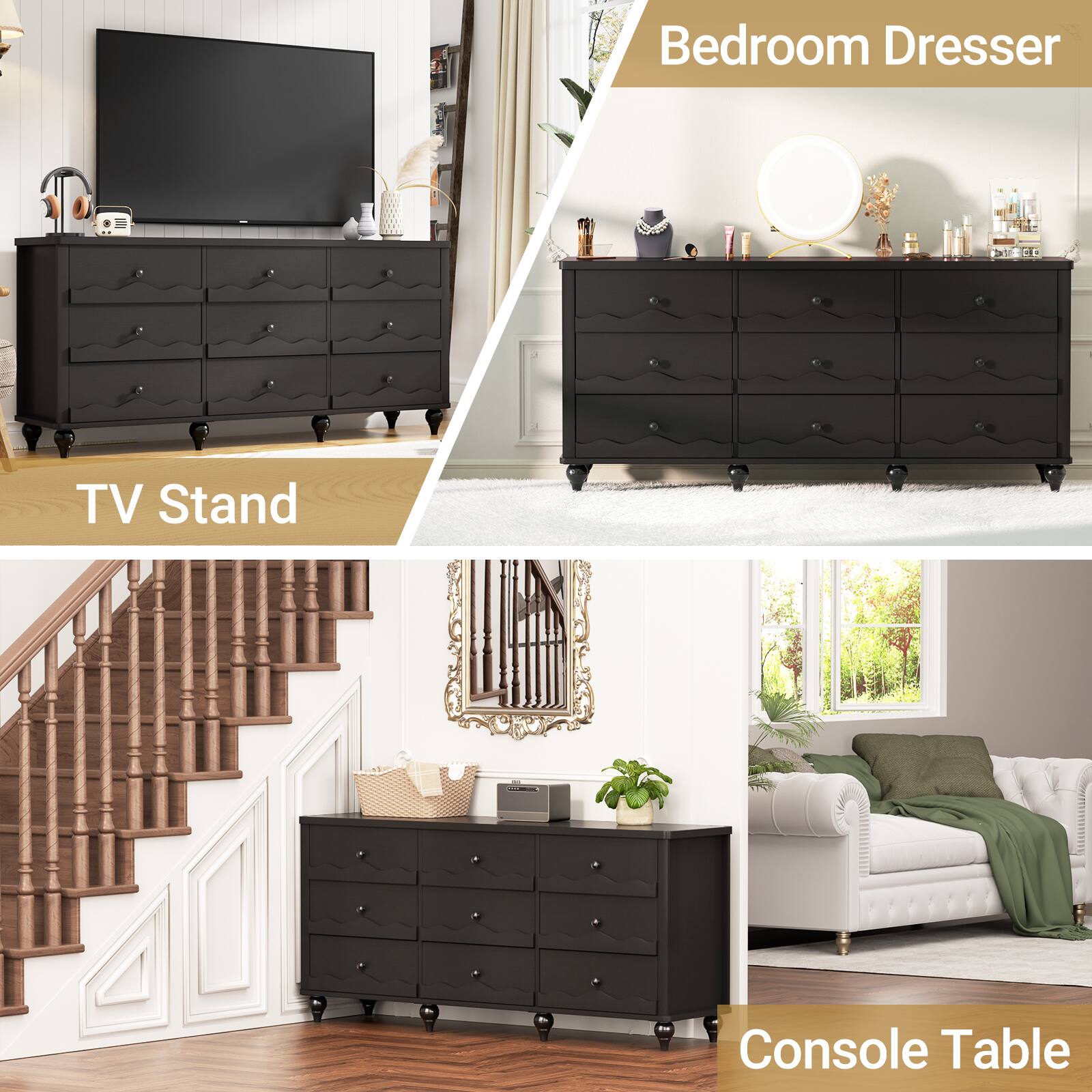 1: Bedroom Dresser TV Stand Console Table