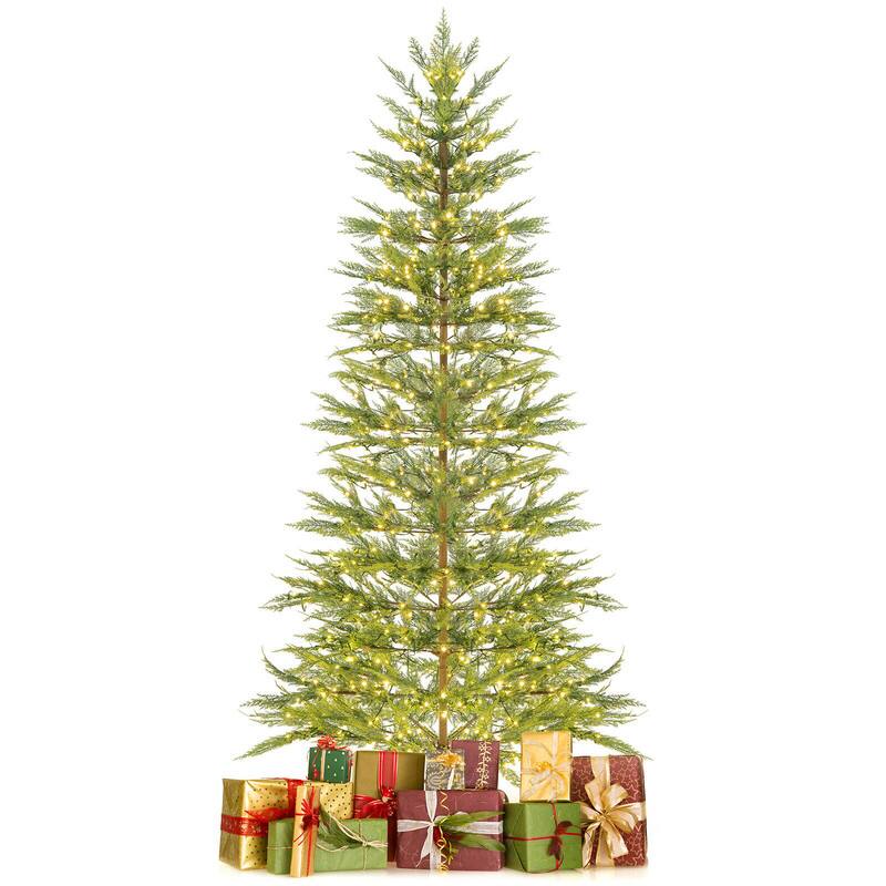 Alt View 4. WELLFOR - 7.5 ft Pre‑lit Hinged Artificial Christmas Tree with 612 Branch Tips &540 LED Lights, Holiday Indoor Decoration - Green.