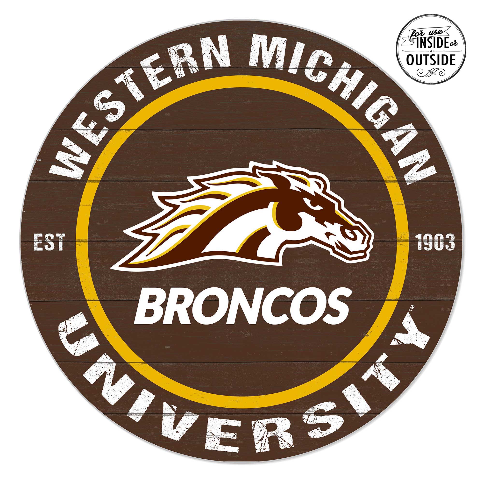Western Michigan Broncos 20'' x 20'' Indoor/Outdoor Team Color Circle Sign