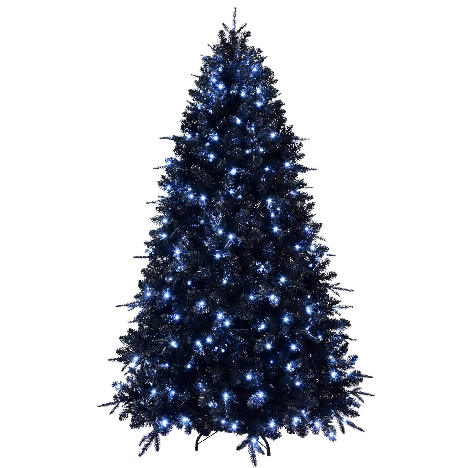 Angle. Lirago - 7.5ft Pre-Lit Artificial Christmas Tree with 500 LED Lights 2156  Tips Hinged Structure Metal Stand for Christmas Deco - Black.