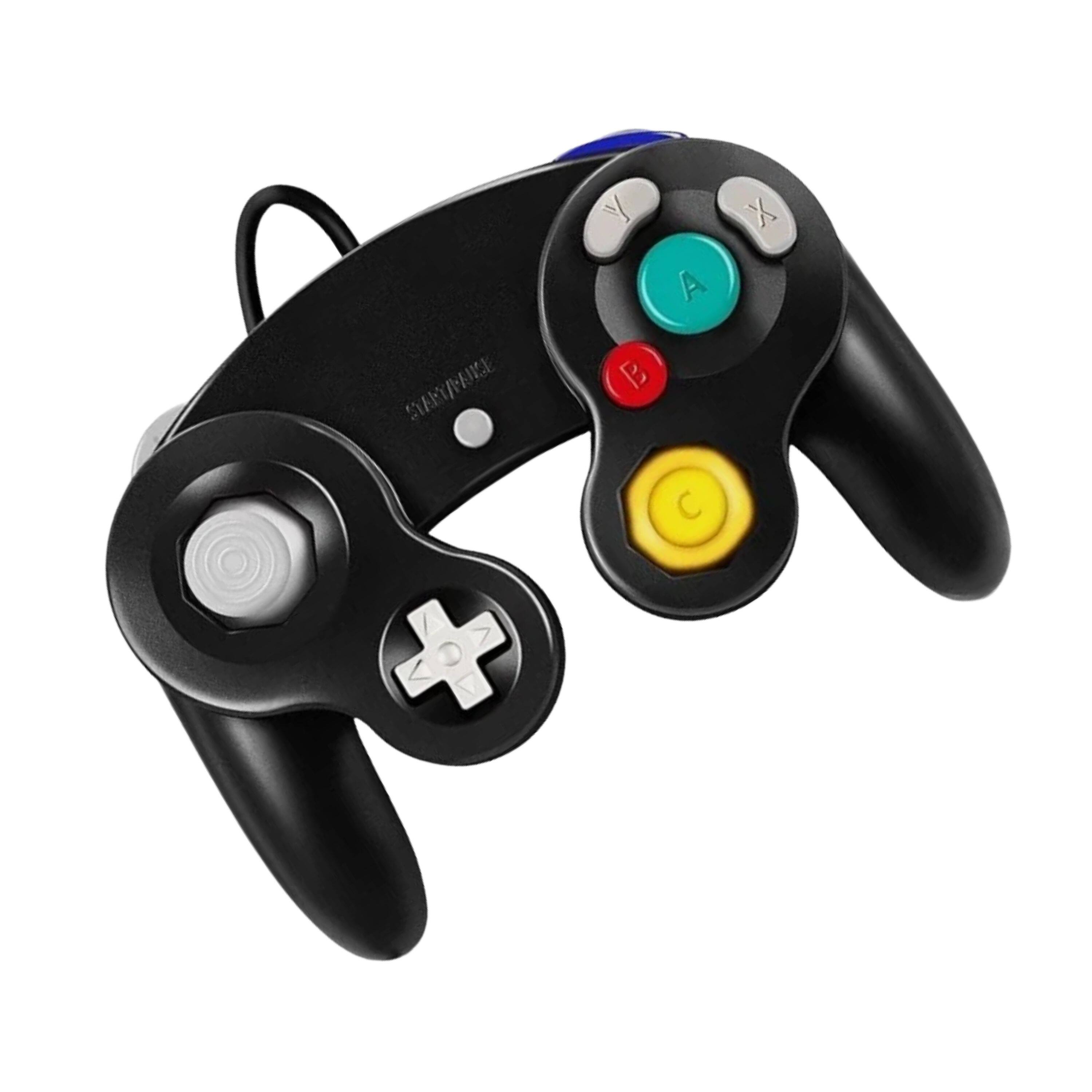 Left. Kitcheniva - Wired NGC Controller Gamepad For Nintendo GameCube GC Wii U Console Black - Black.