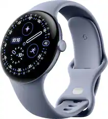 Front. Google - Google Pixel Watch 4 (45mm) - LTE - Satin Moonstone Case - Moonstone Band.