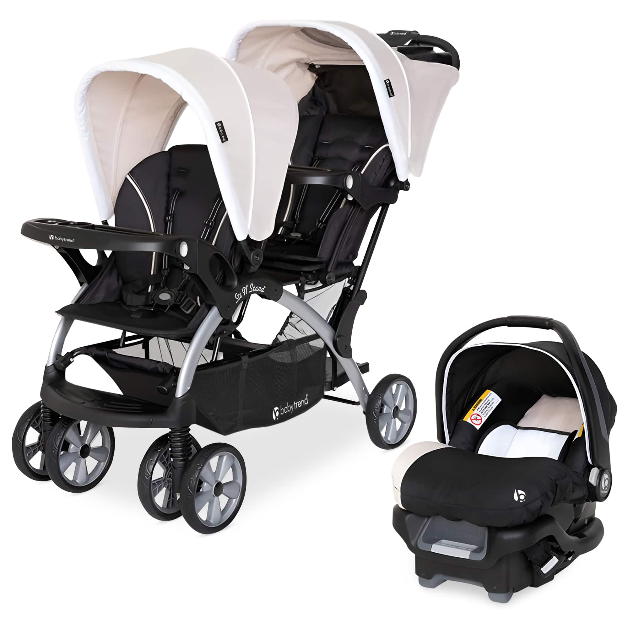 Baby Trend - Sit N Stand Travel Double Baby Stroller and Car Seat Combo, Khaki
