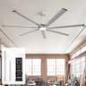 Parrot Uncle - 84-inch Industrial Extra Large Commercial HVLS LED Ceiling Fan with 7 Aluminum Blades and Remote Control - Silver