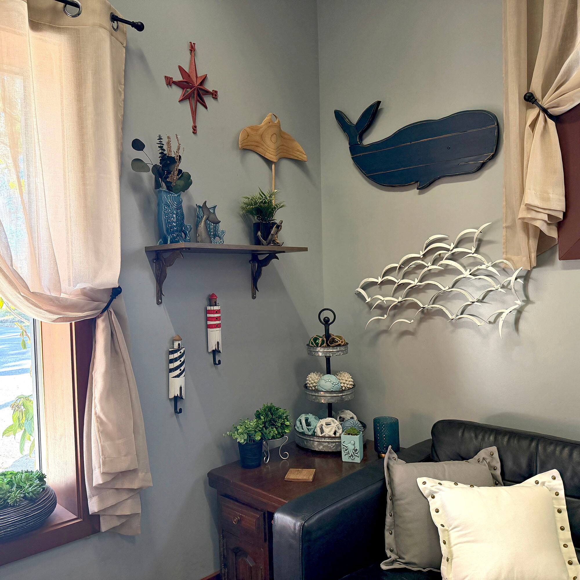 Alt View 4. Things2Die4 - Set of 2 Handcrafted Wood Lighthouse Decorative Wall Hooks Coastal Decor - Multicolored.