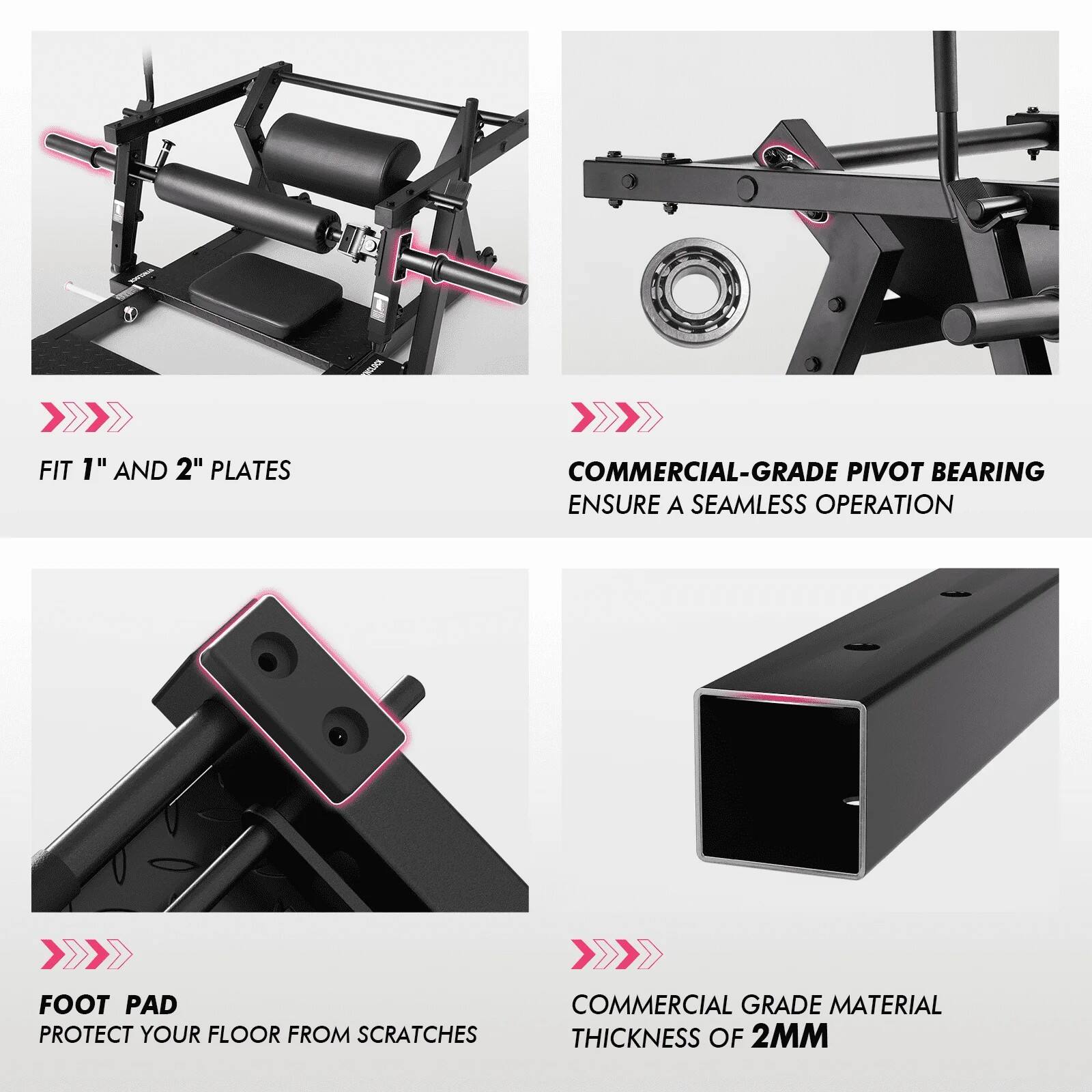 - FIT 1" AND 2" PLATES
- COMMERCIAL-GRADE PIVOT BEARING ENSURE A SEAMLESS OPERATION
- FOOT PAD PROTECT YOUR FLOOR FROM SCRATCHES
- COMMERCIAL GRADE MATERIAL THICKNESS OF 2MM