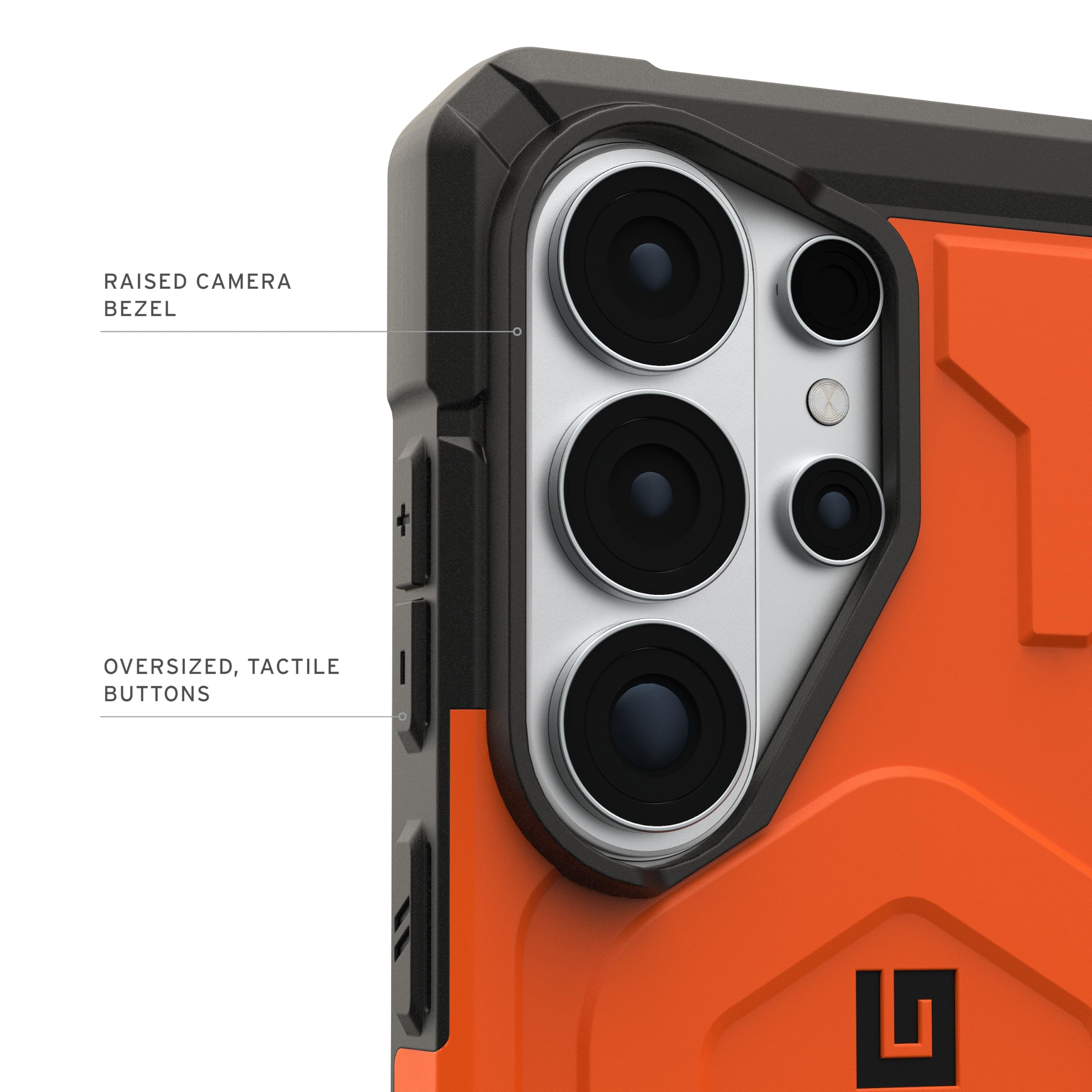 RAISED CAMERA BEZEL  
OVERSIZED, TACTILE BUTTONS