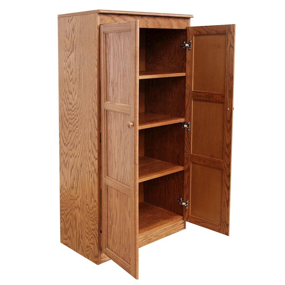 Back. Concepts in Wood - Multi use Storage Cabinet 4 Shelves Dry Oak Finish - Brown.