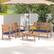 Alt View 1. Costway - 4 PCS Patio Wood Furniture Set with Loveseat, 2 Chairs & Coffee Table for Porch - Natural + Navy.