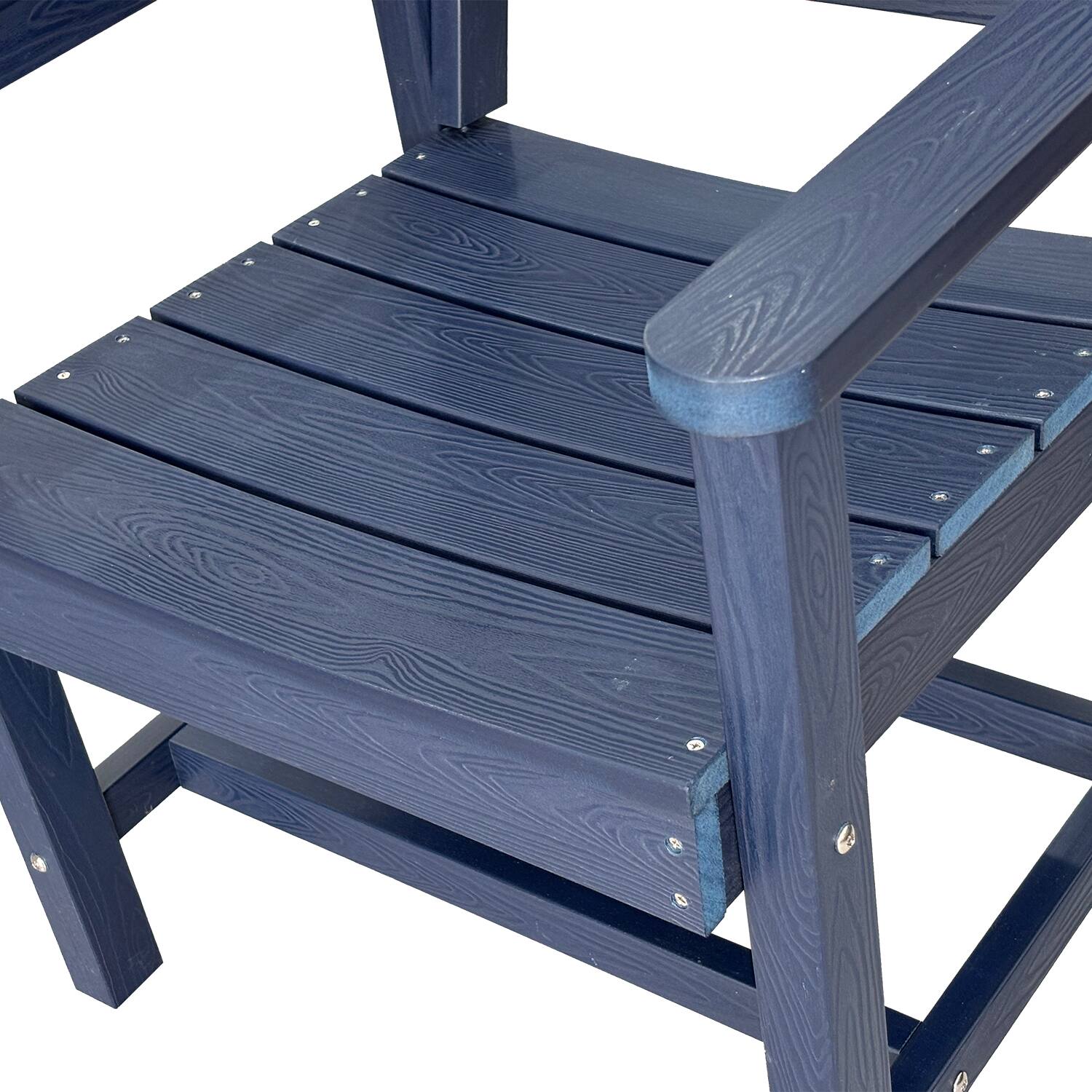 Alt View 8. Fortune Candy - Poly Lumber Patio Dining Set, 70.9" Table & Slat Back Chairs with Umbrella Hole, Weather-Resistant（Navy Blue, 5-piece) - Navy Blue.