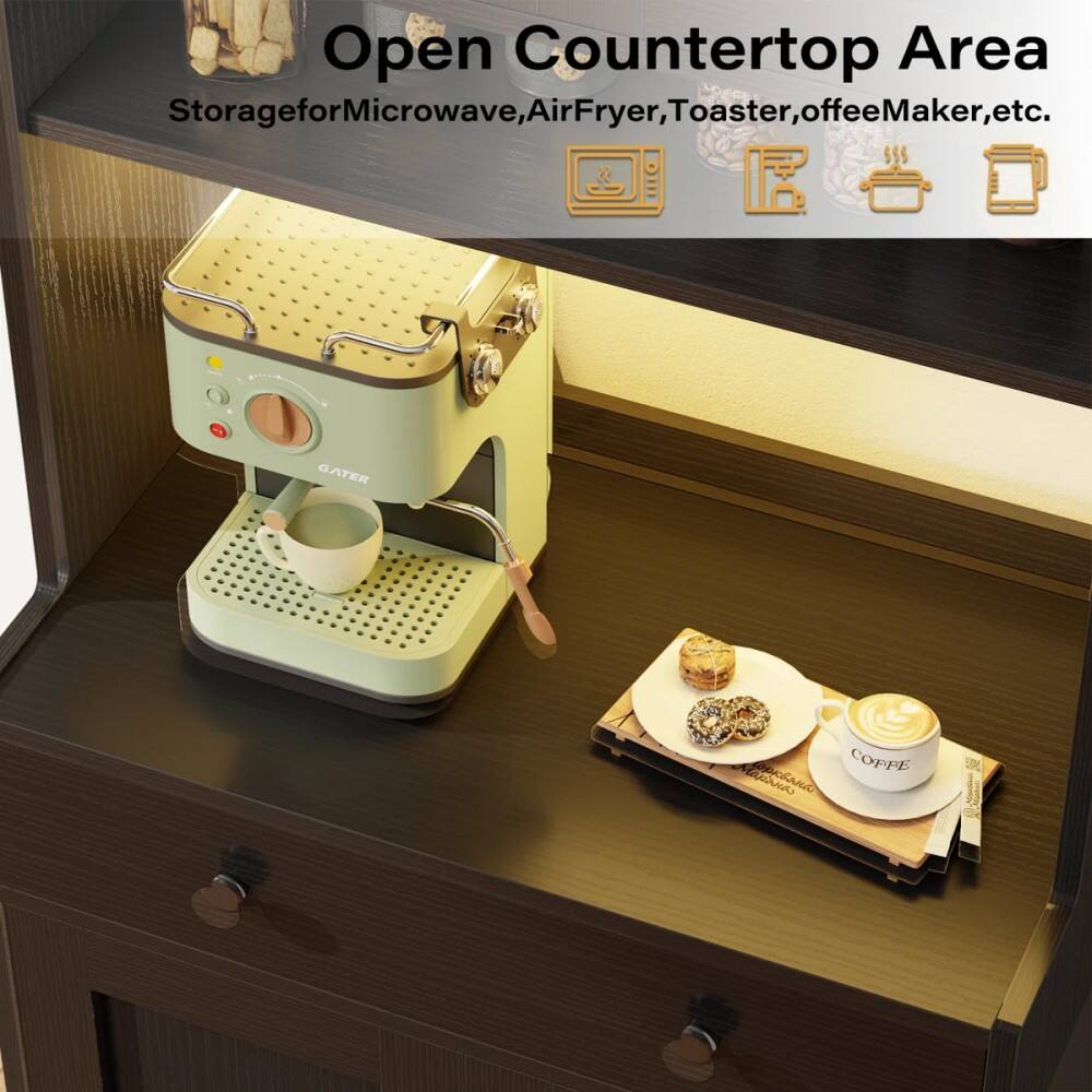 Open Countertop Area  
Storage for Microwave, Air Fryer, Toaster, Coffee Maker, etc.