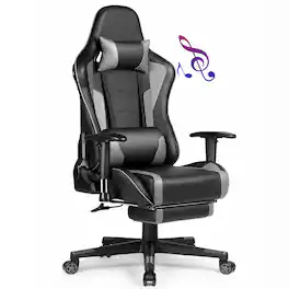 Egaming - Music Video Gaming Chair with Speaker Office Computer Chairs - Gray
