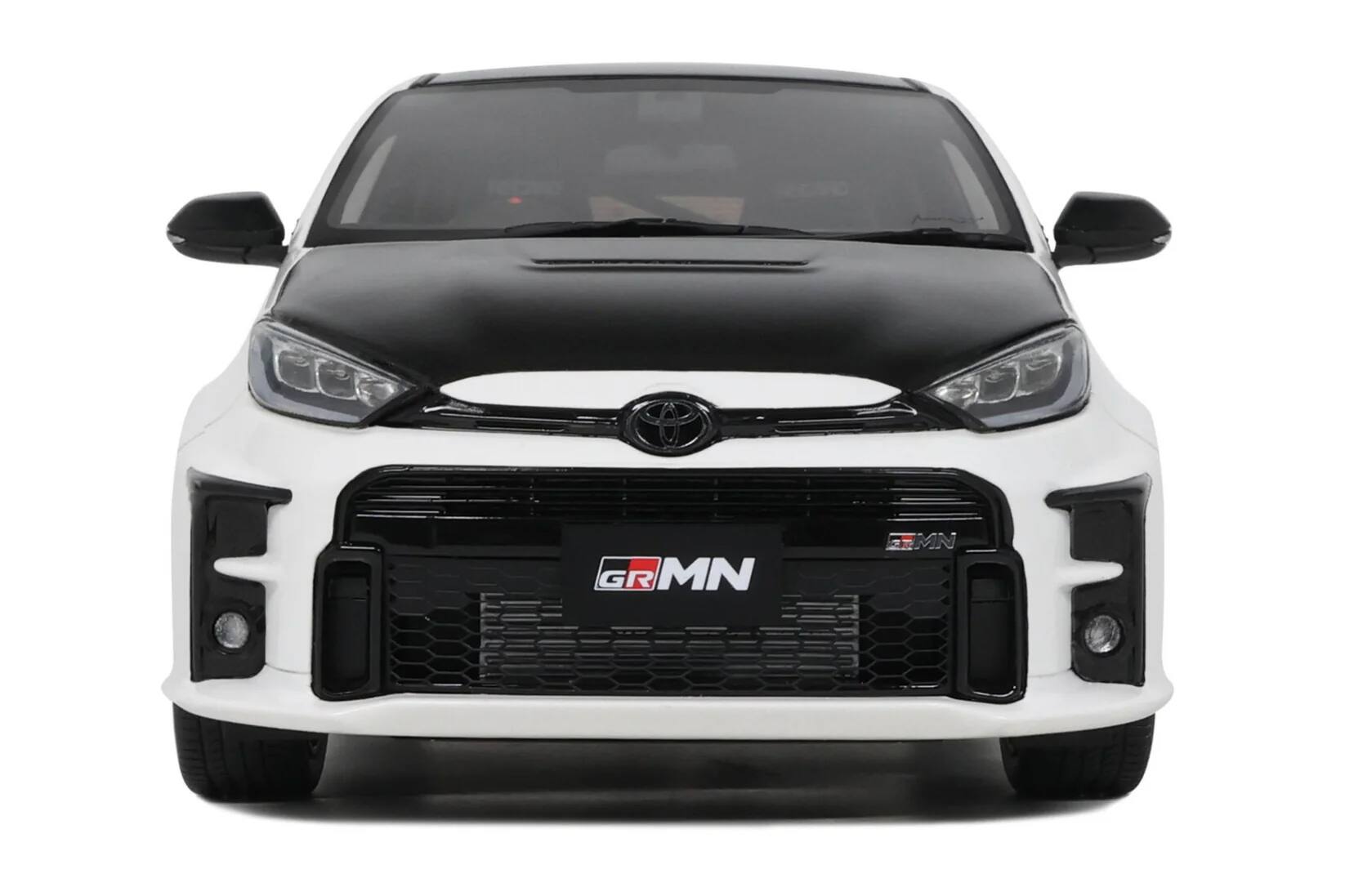 Alt View 1. Otto Mobile - 2022 Toyota GRMN Yaris RHD Platinum White Pearl Black Hood & Top Limited Edition 999 pcs Worldwide 1/18 Scale - White Pearl Black.