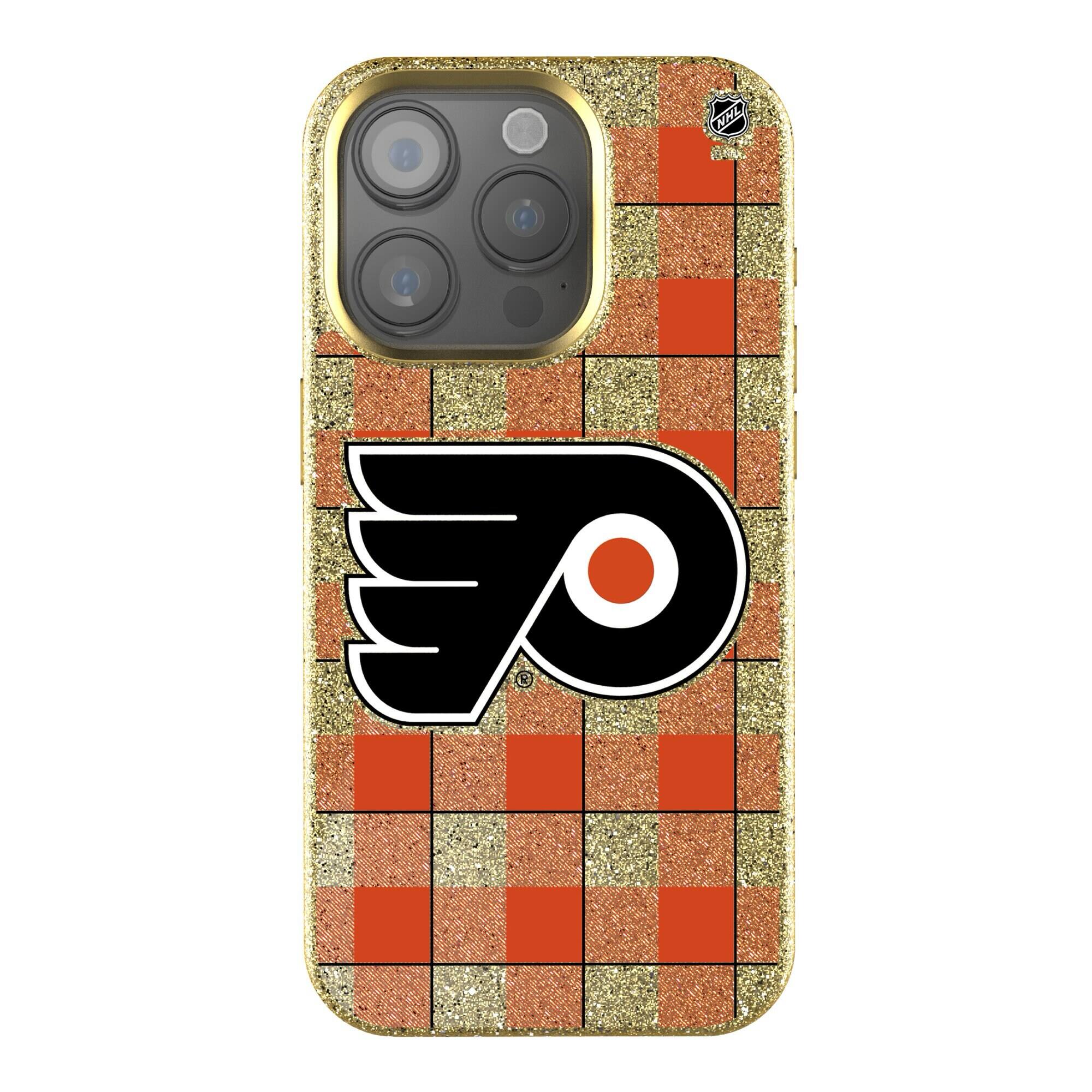 Front. Keyscaper - Philadelphia Flyers Plaid Bling iPhone Case - 15 Pro Max - Multicolor.