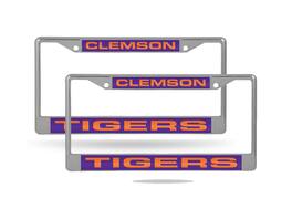 Rico Industries - Clemson Tigers Chrome Metal (Set of 2) Laser Cut License Plate Frames - Multi