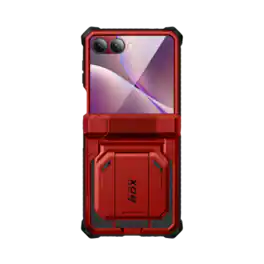 i-Blason - Armorbox Case for Samsung Z Flip7 – Kickstand, Screen Protector, Military-Grade - Metallic Red