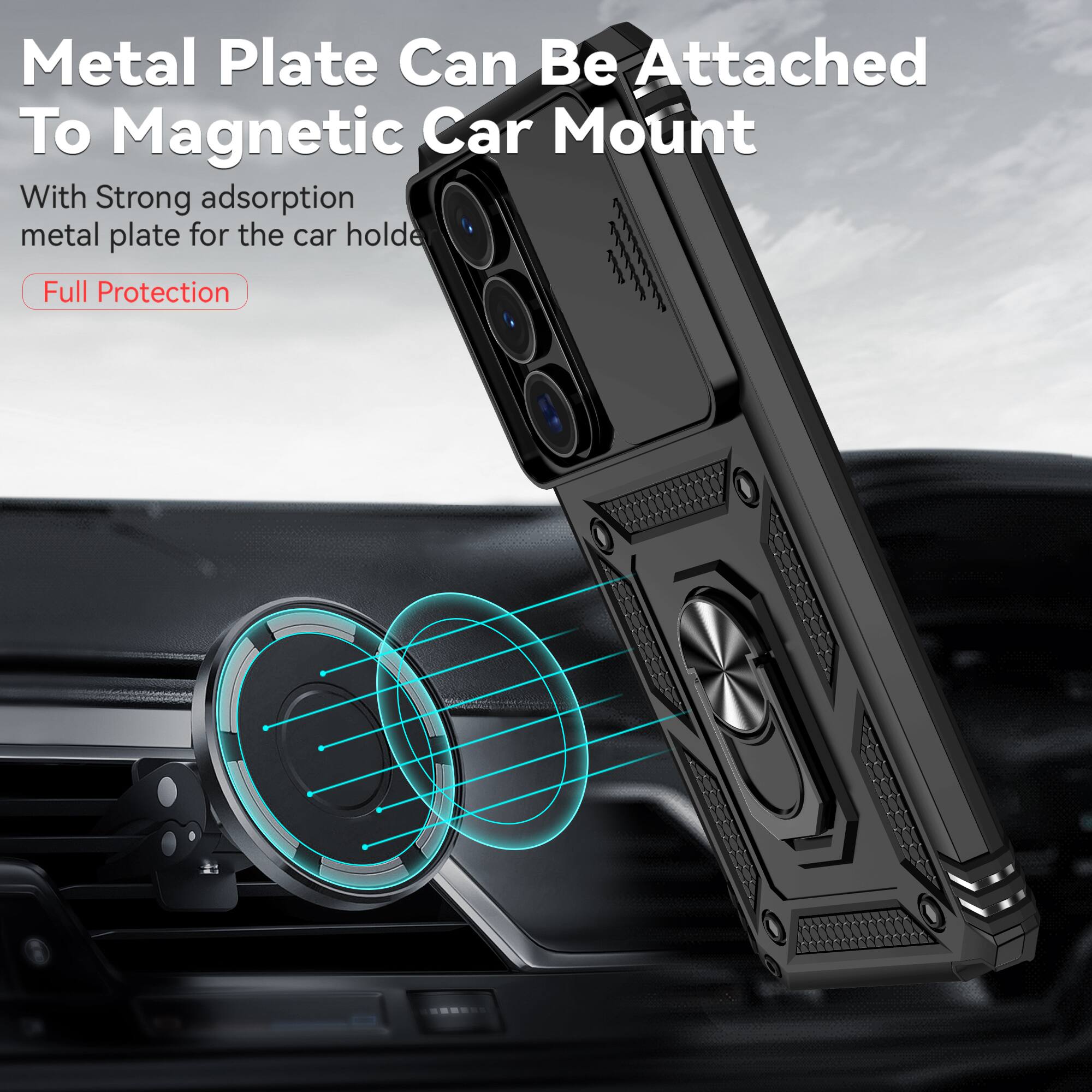 Metal Plate Can Be Attached To Magnetic Car Mount

With Strong adsorption metal plate for the car holder

Full Protection
