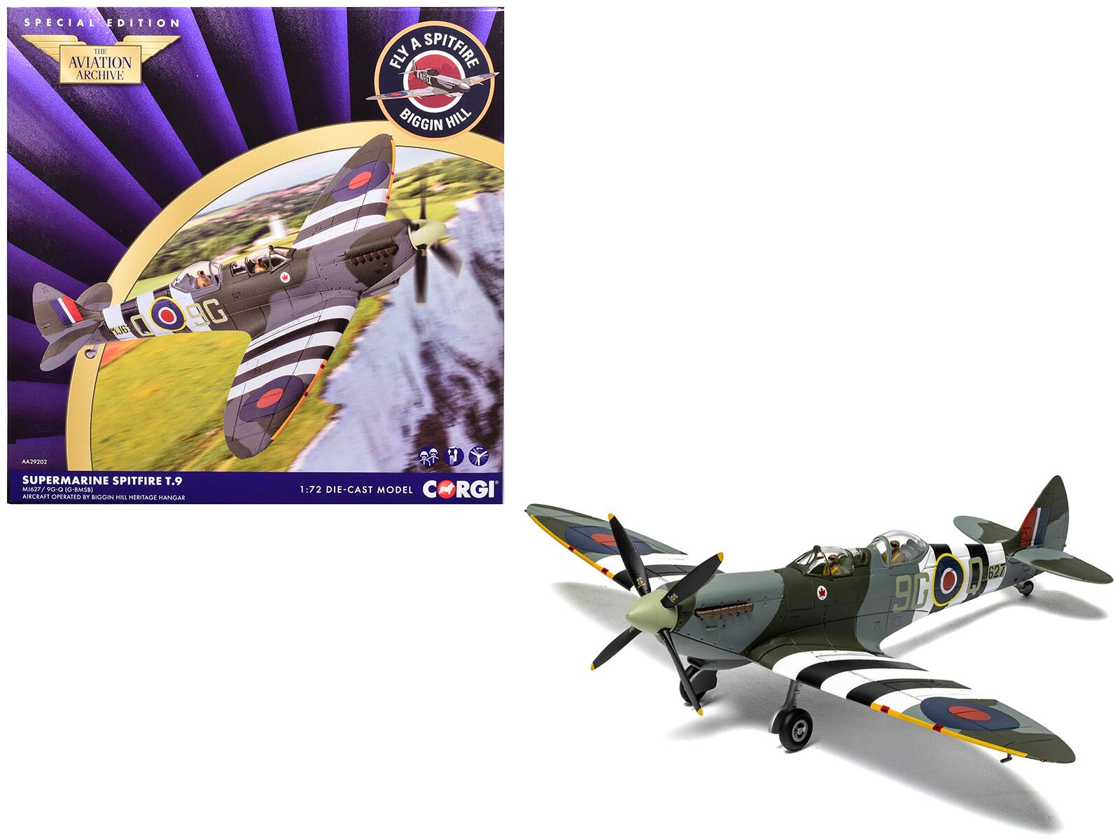 Corgi - Supermarine Spitfire T.9 "MJ627 Biggin Hill Heritage Hangar" RCAF Aviation Archive Series 1/72 - Multi