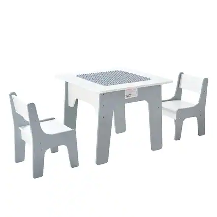 Front. HONGGE - Kids Activity Play Table with Storage and Reversible Desktop - Grey.