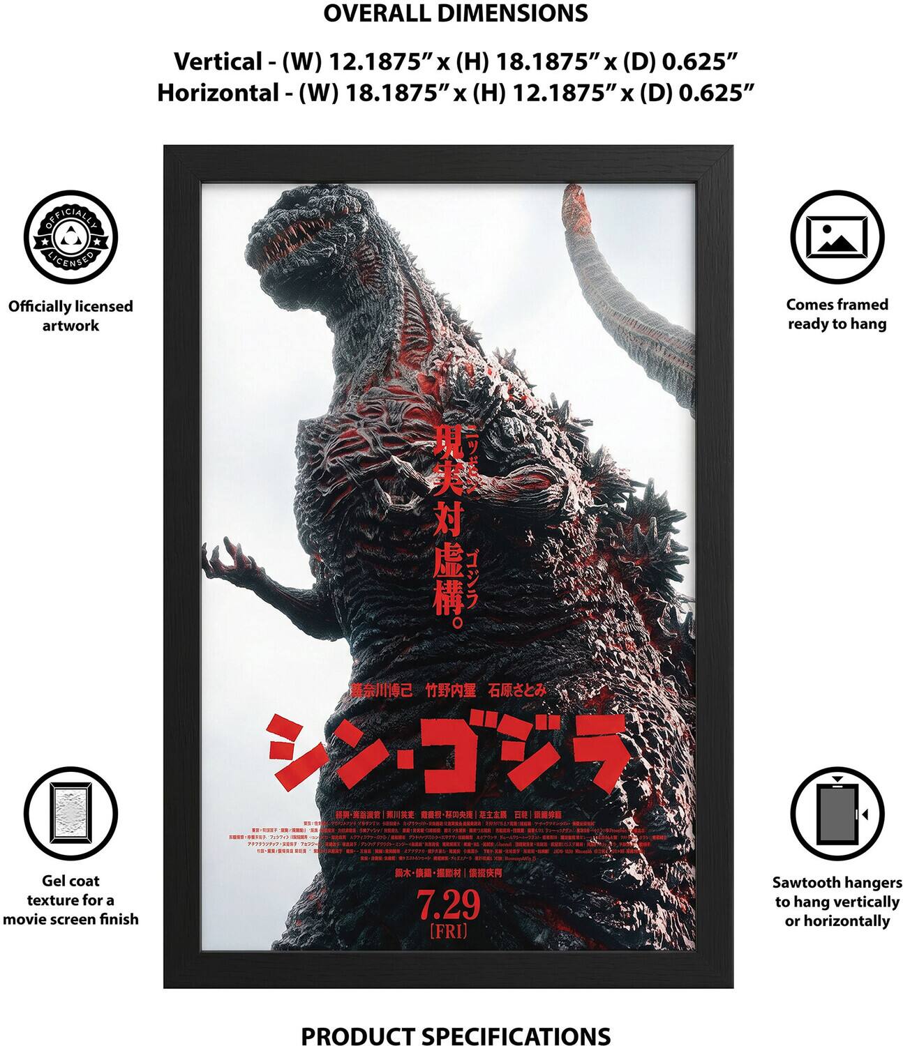 OVERALL DIMENSIONS  
Vertical - (W) 12.1875" x (H) 18.1875" x (D) 0.625"  
Horizontal - (W) 18.1875" x (H) 12.1875" x (D) 0.625"  

OFFICIALLY LICENSED  
Officially licensed artwork  

- IKS - 100 2050 BEER PETOW 100 EXPRES DIE 0127 Track  

Comes framed ready to hang  
Gel coat texture for a movie screen finish  
7.29 [FRI]  

Sawtooth hangers to hang vertically or horizontally  

PRODUCT SPECIFICATIONS