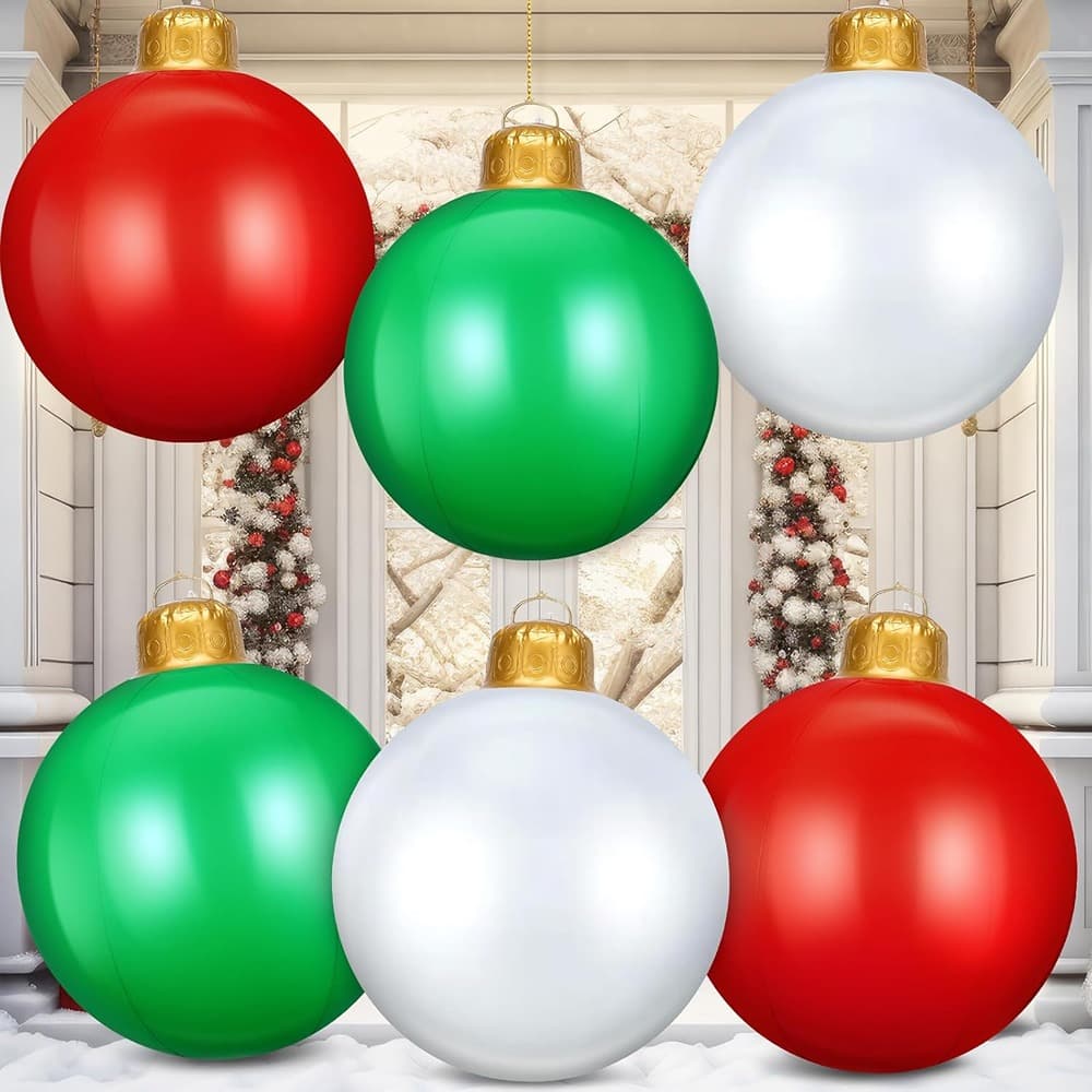 RTMB - 6-Pack 24" Inflatable Christmas Balls, PVC, Indoor/Outdoor Holiday Decor - multicolor