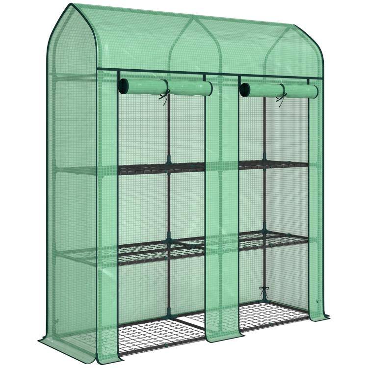 Alt View 10. PULUZ - 3 Tier Mini Greenhouse, Small Portable Greenhouse with 2 Roll-up Doors, Plants NOT Included - Green.