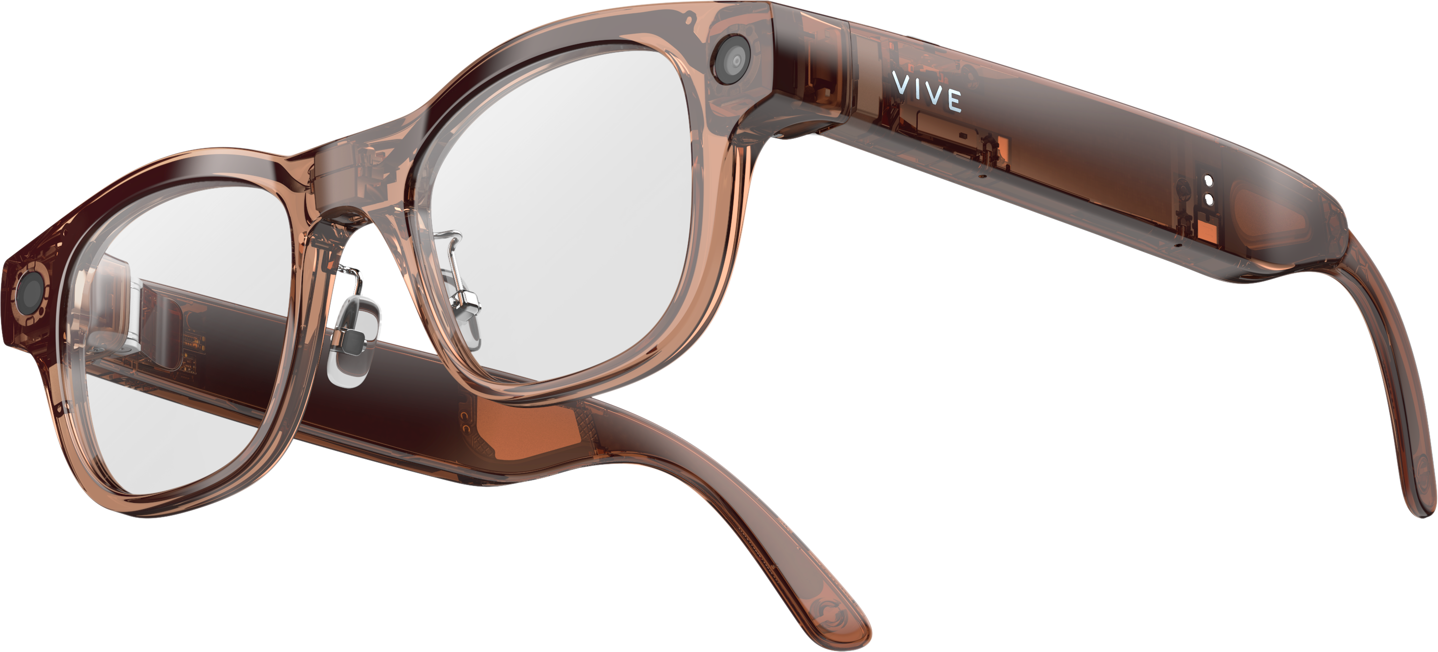 HTC - VIVE Eagle™ AI Glasses – Square (Wayfarer), Clear Lens - Coffee